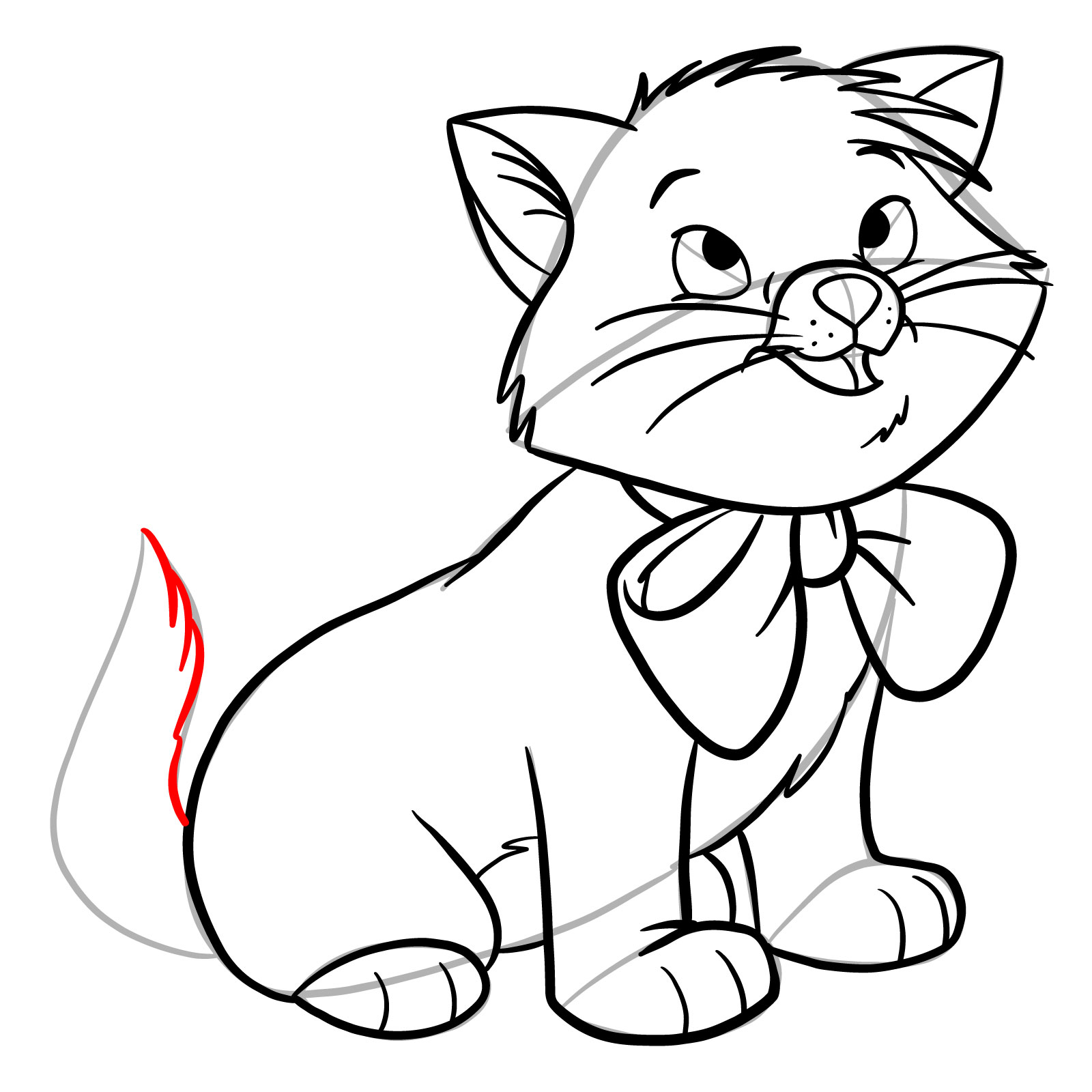 How to draw Toulouse from The Aristocats - step 24