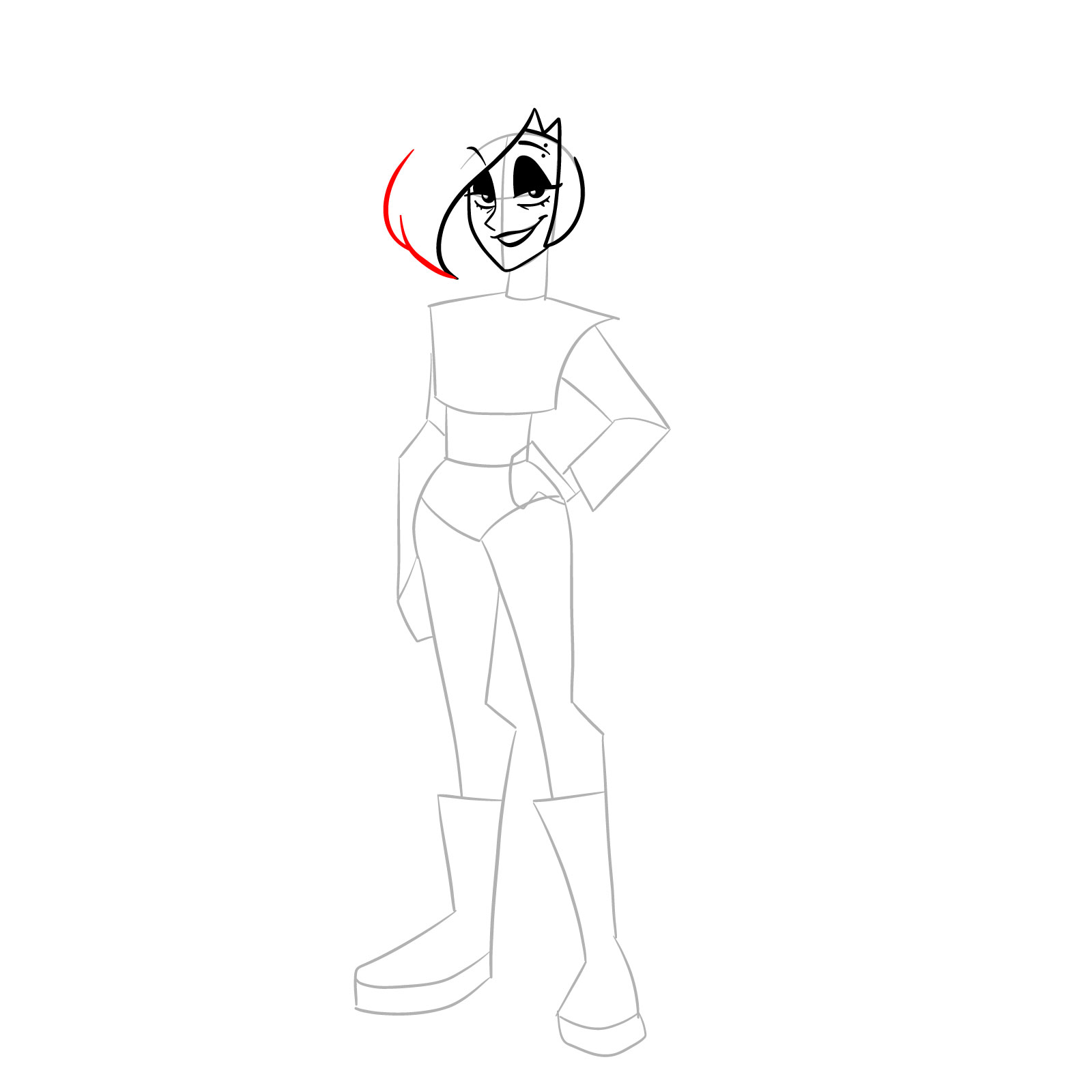 How to draw Quinn from Far-Fetched - step 12