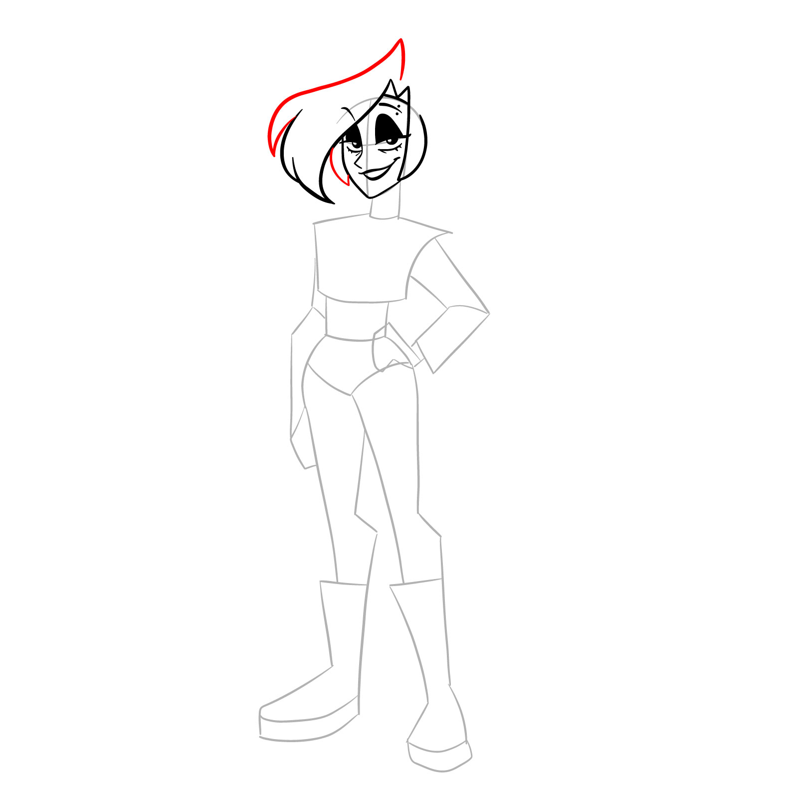 How to draw Quinn from Far-Fetched - step 13