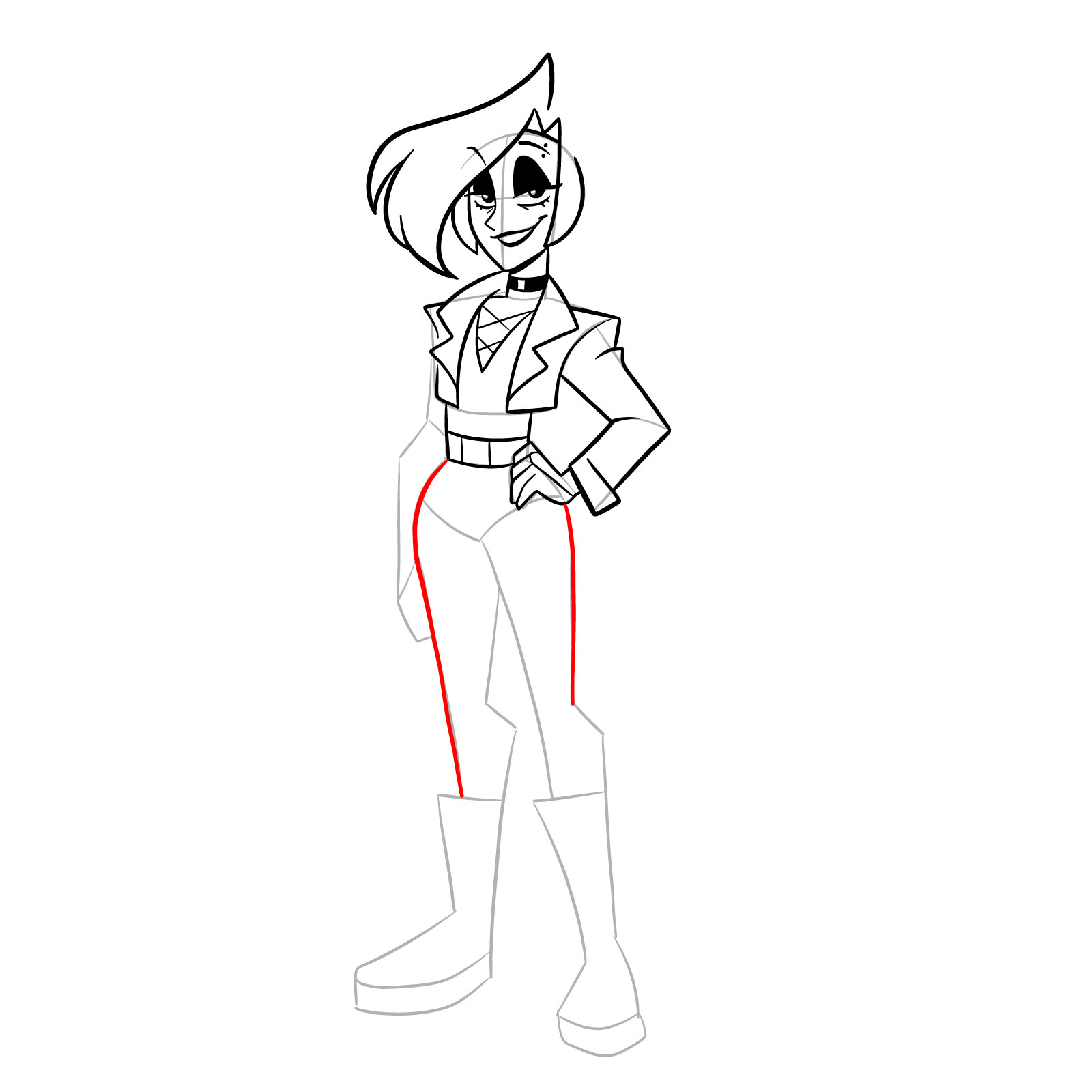 How to draw Quinn from Far-Fetched - step 25