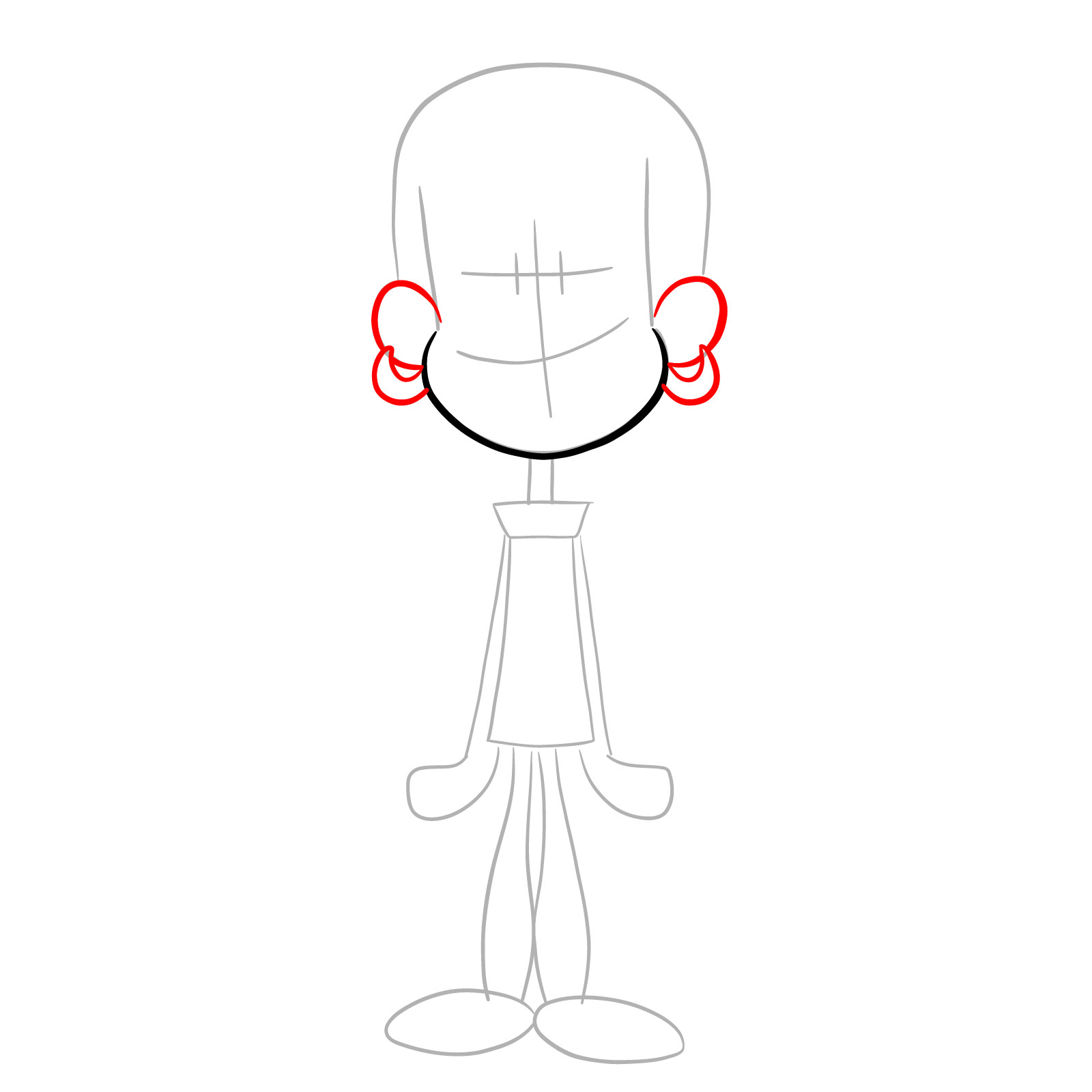 How to draw smiling Leni Loud - step 05