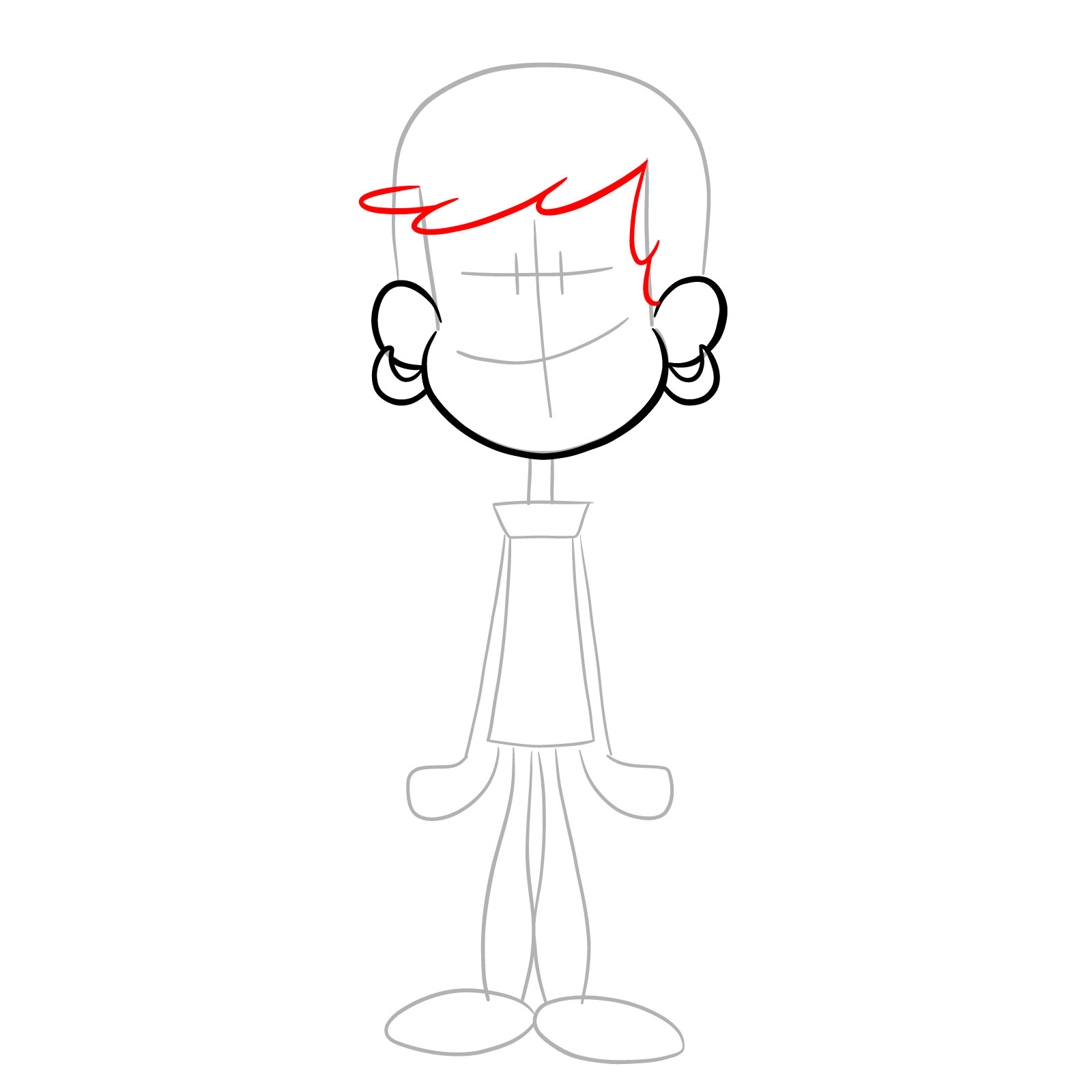 How to draw smiling Leni Loud - step 06