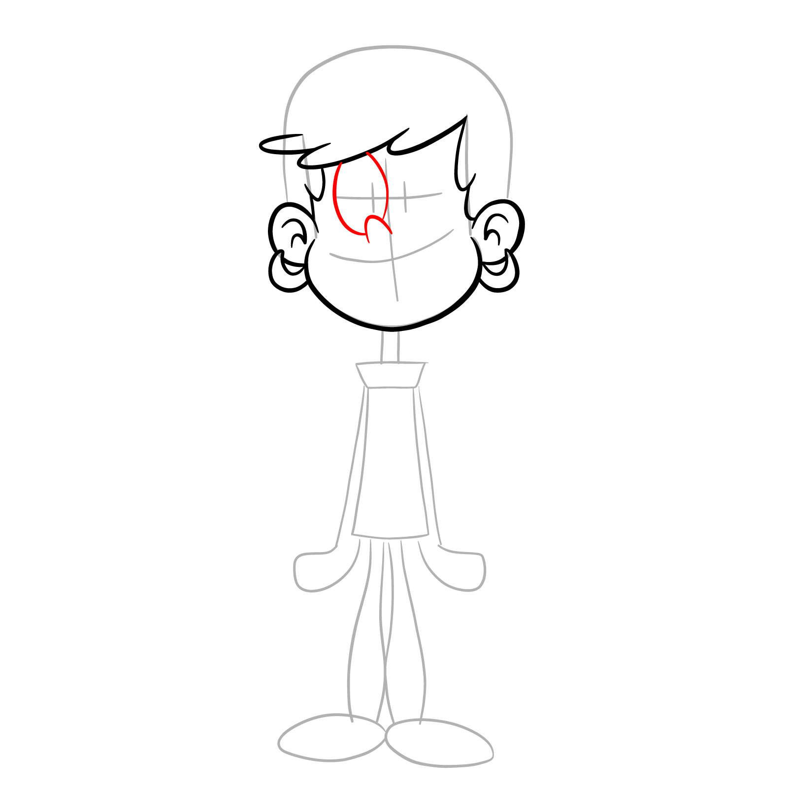 How to draw smiling Leni Loud - step 08