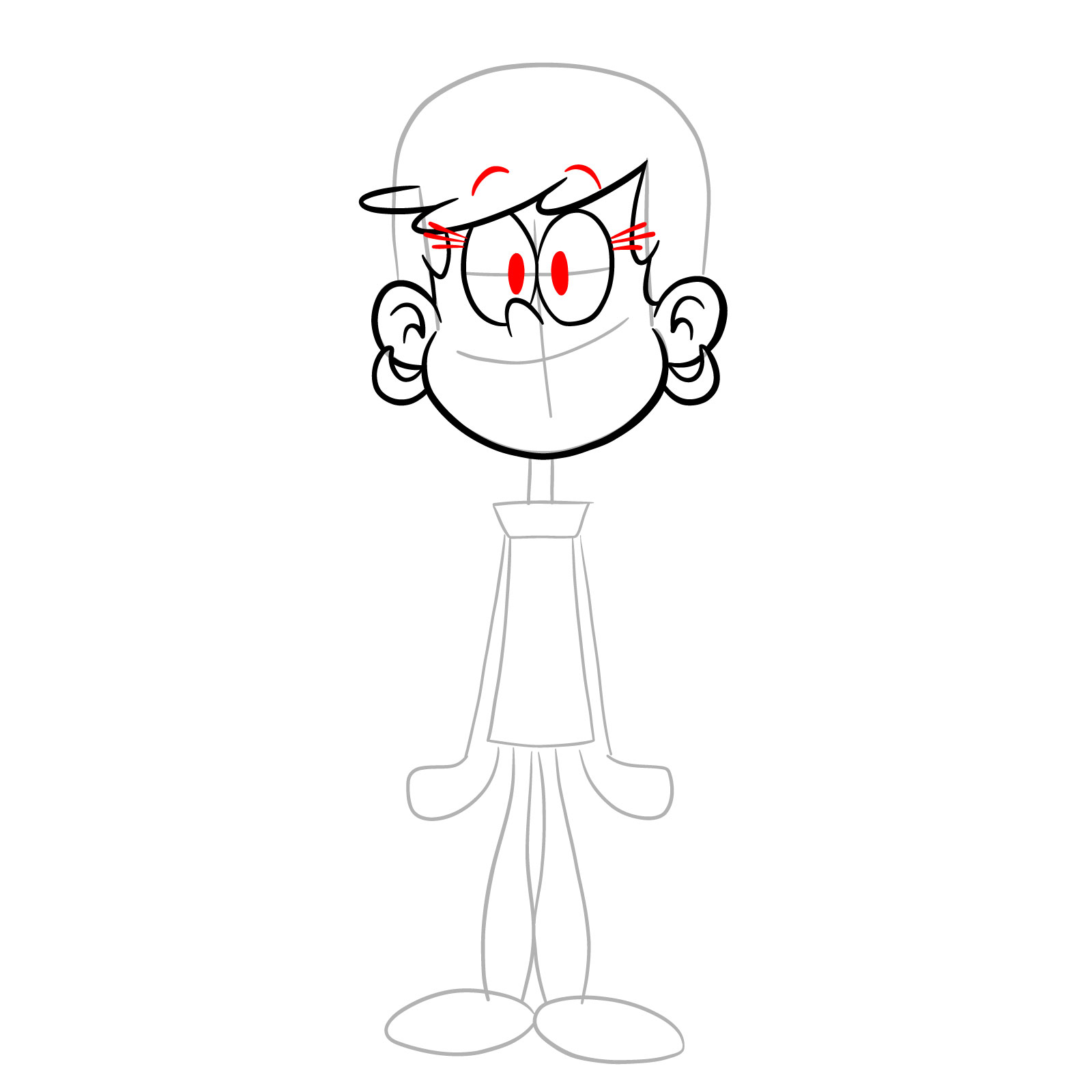 How to draw smiling Leni Loud - step 10