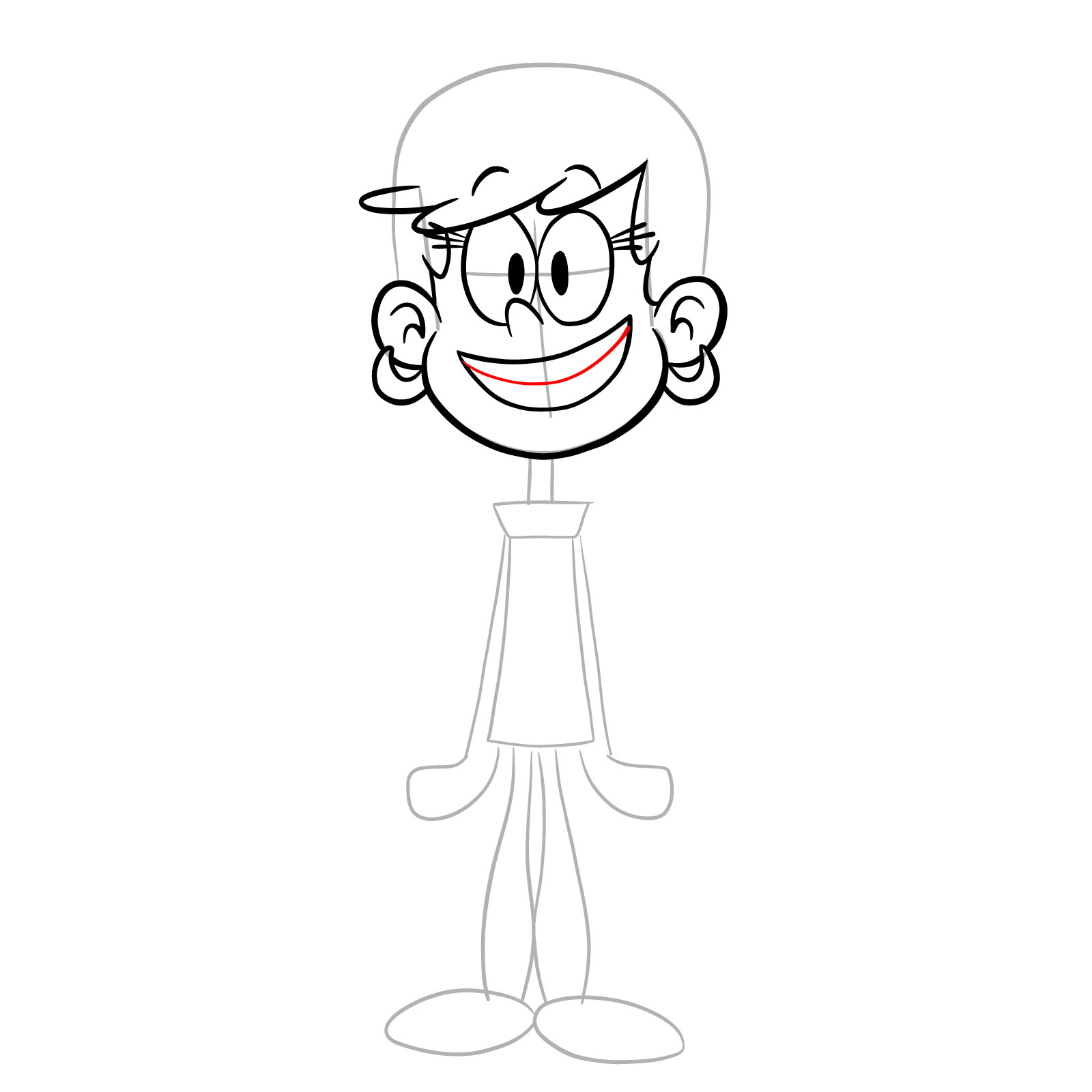 How to draw smiling Leni Loud - step 12