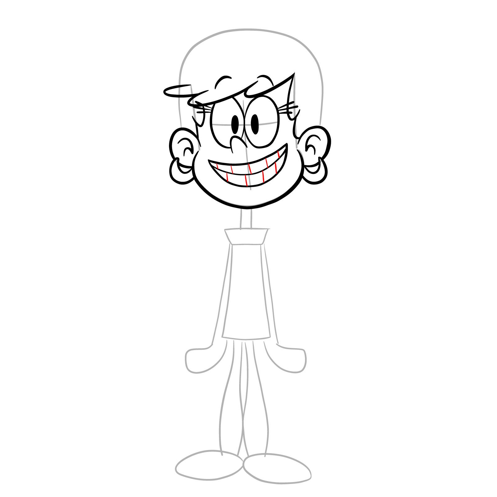 How to draw smiling Leni Loud - step 13