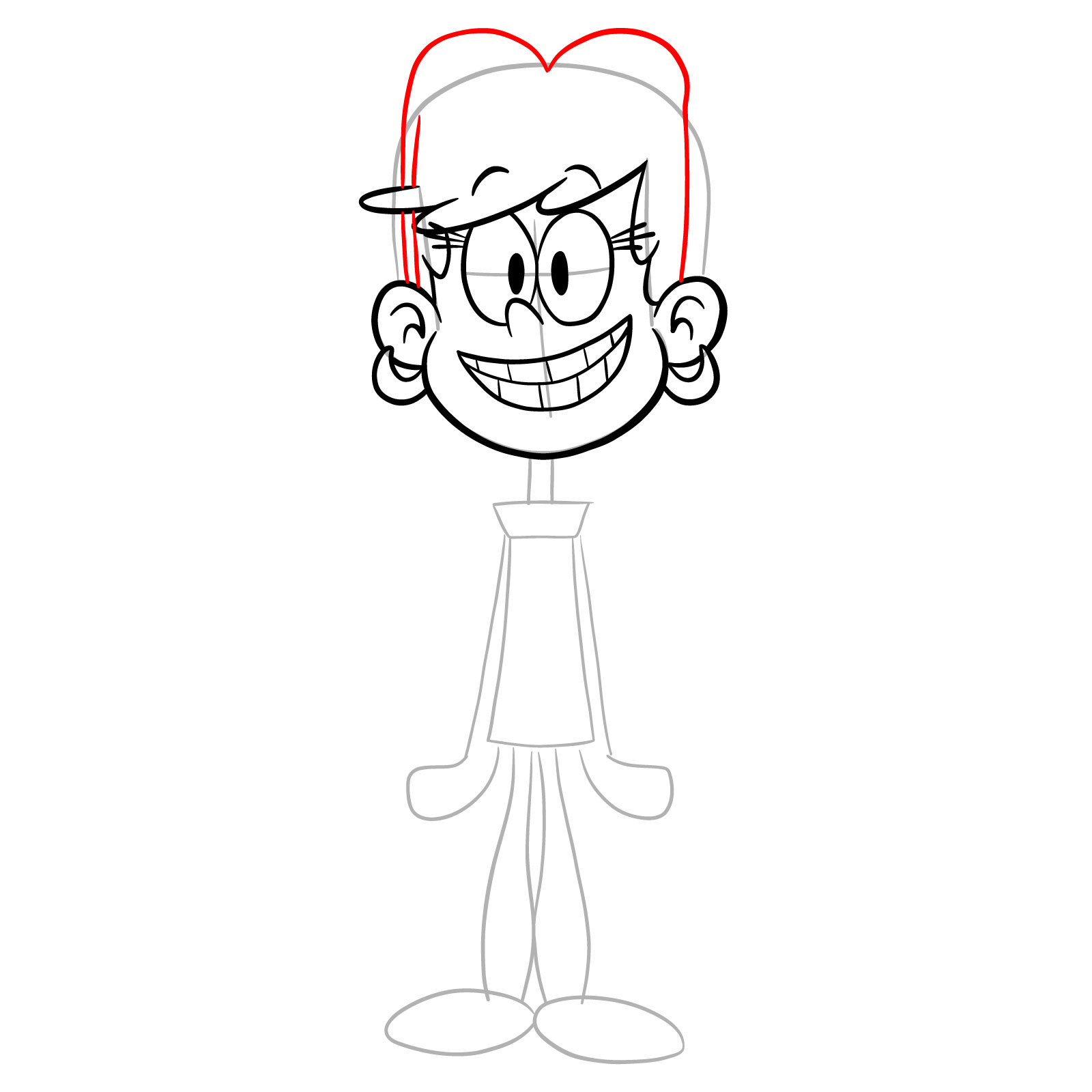 How to draw smiling Leni Loud - step 14