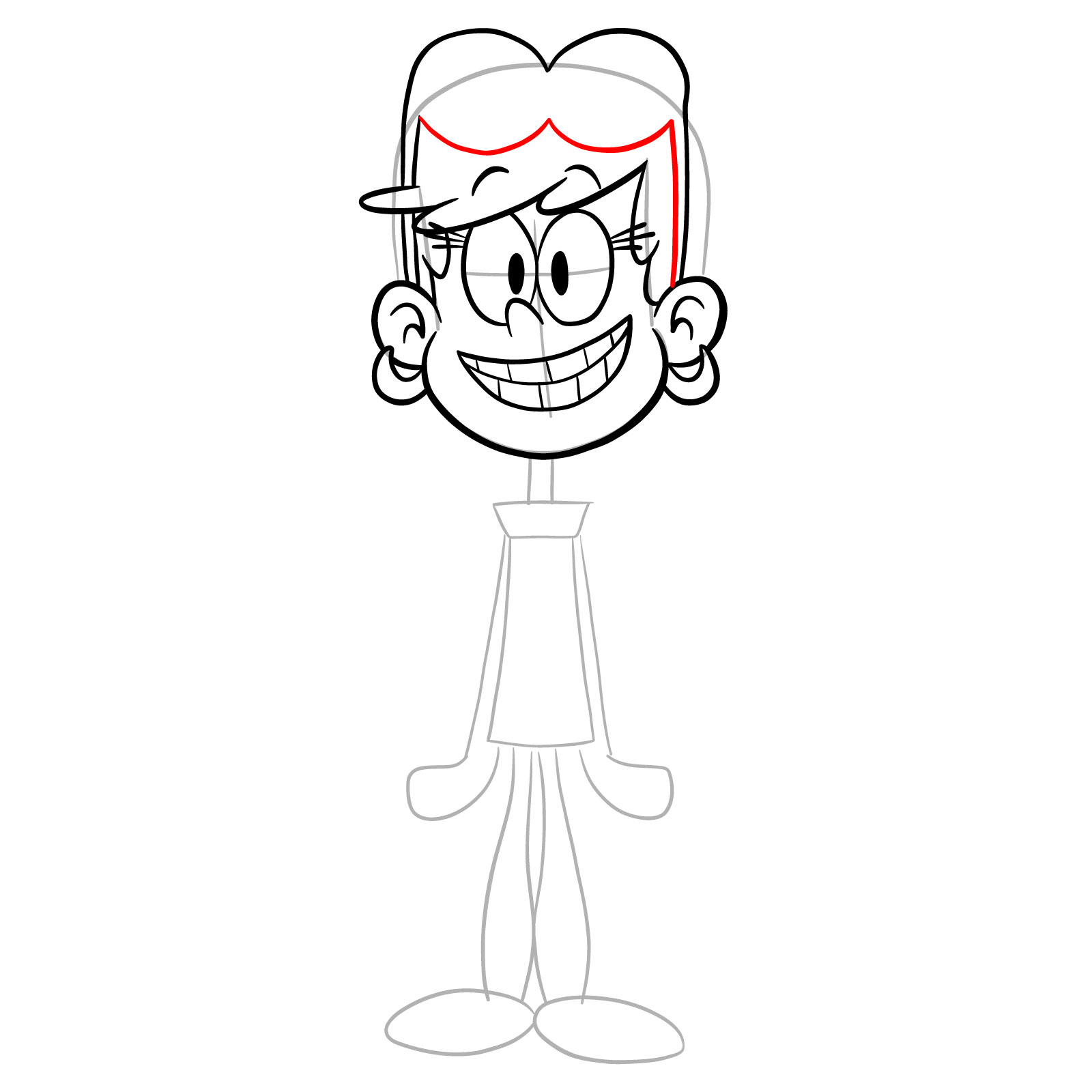 How to draw smiling Leni Loud - step 15