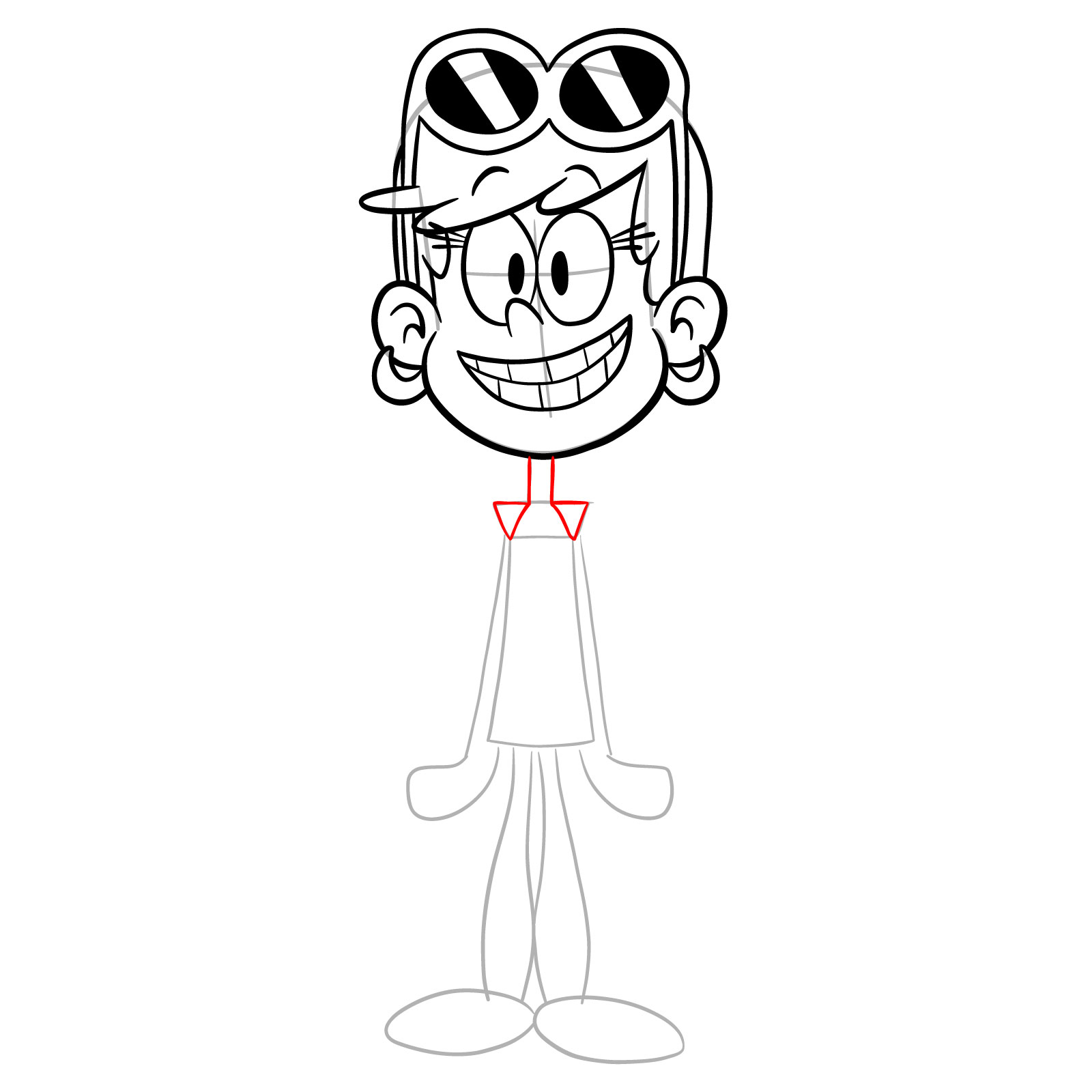 How to draw smiling Leni Loud - step 17