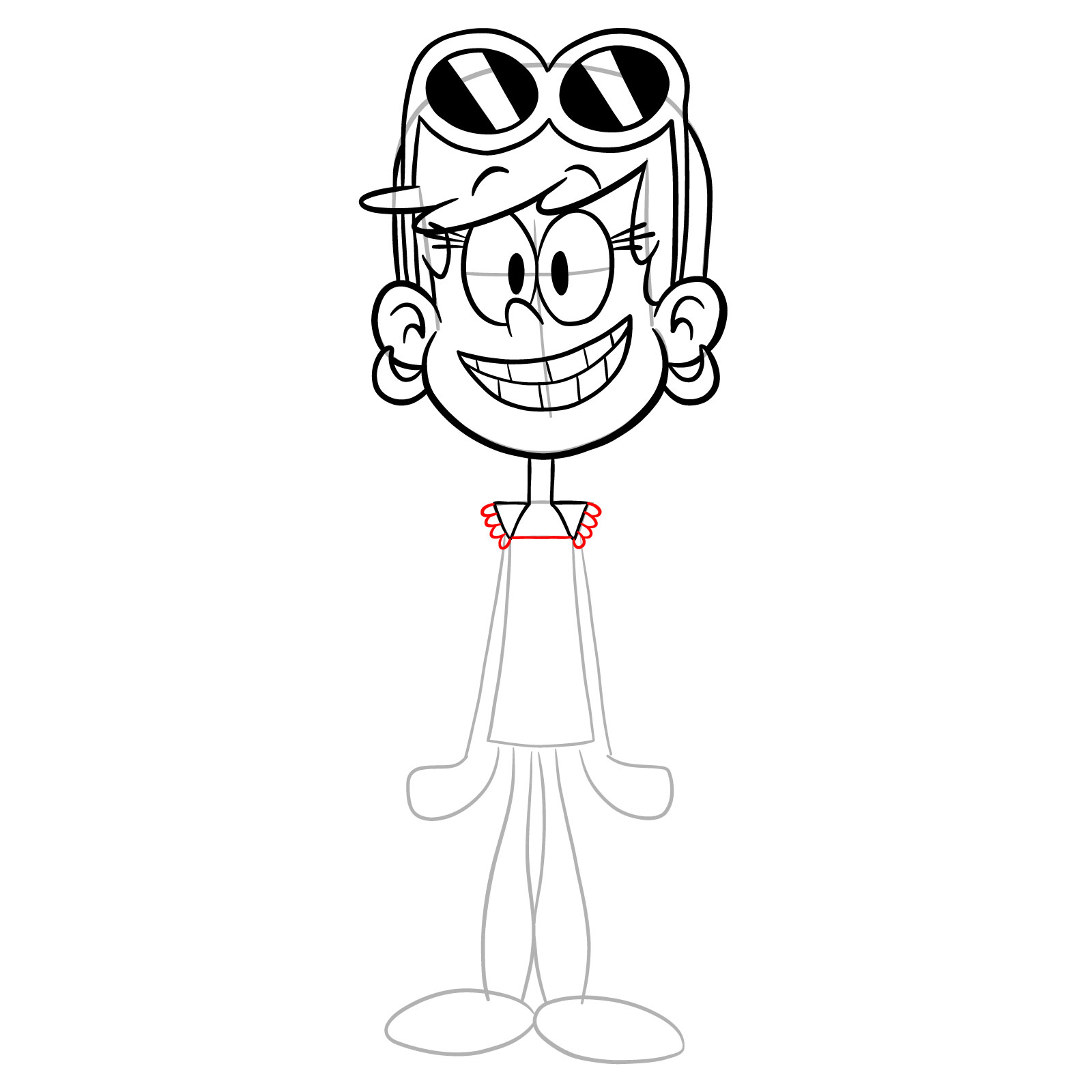 How to draw smiling Leni Loud - step 18