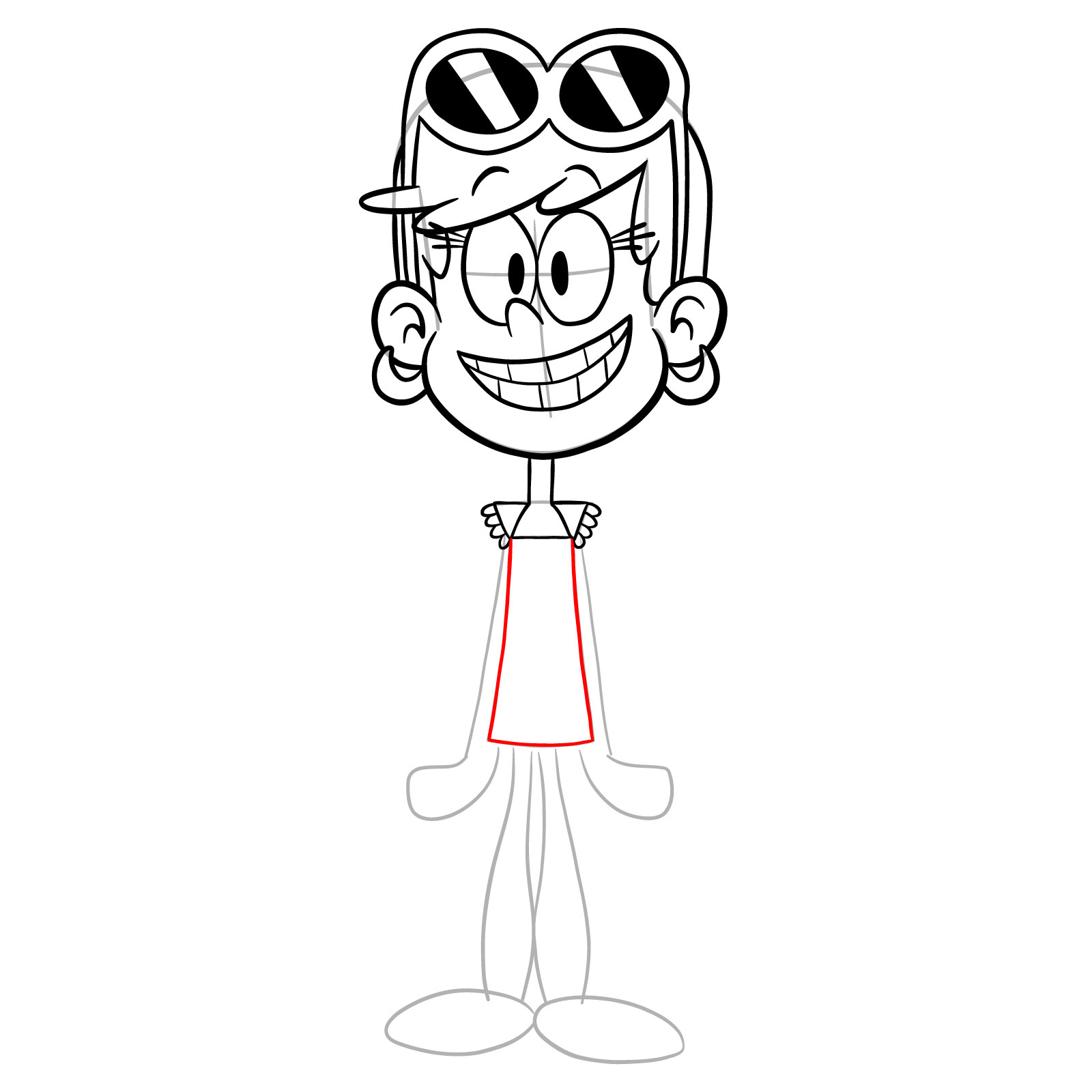 How to draw smiling Leni Loud - step 19