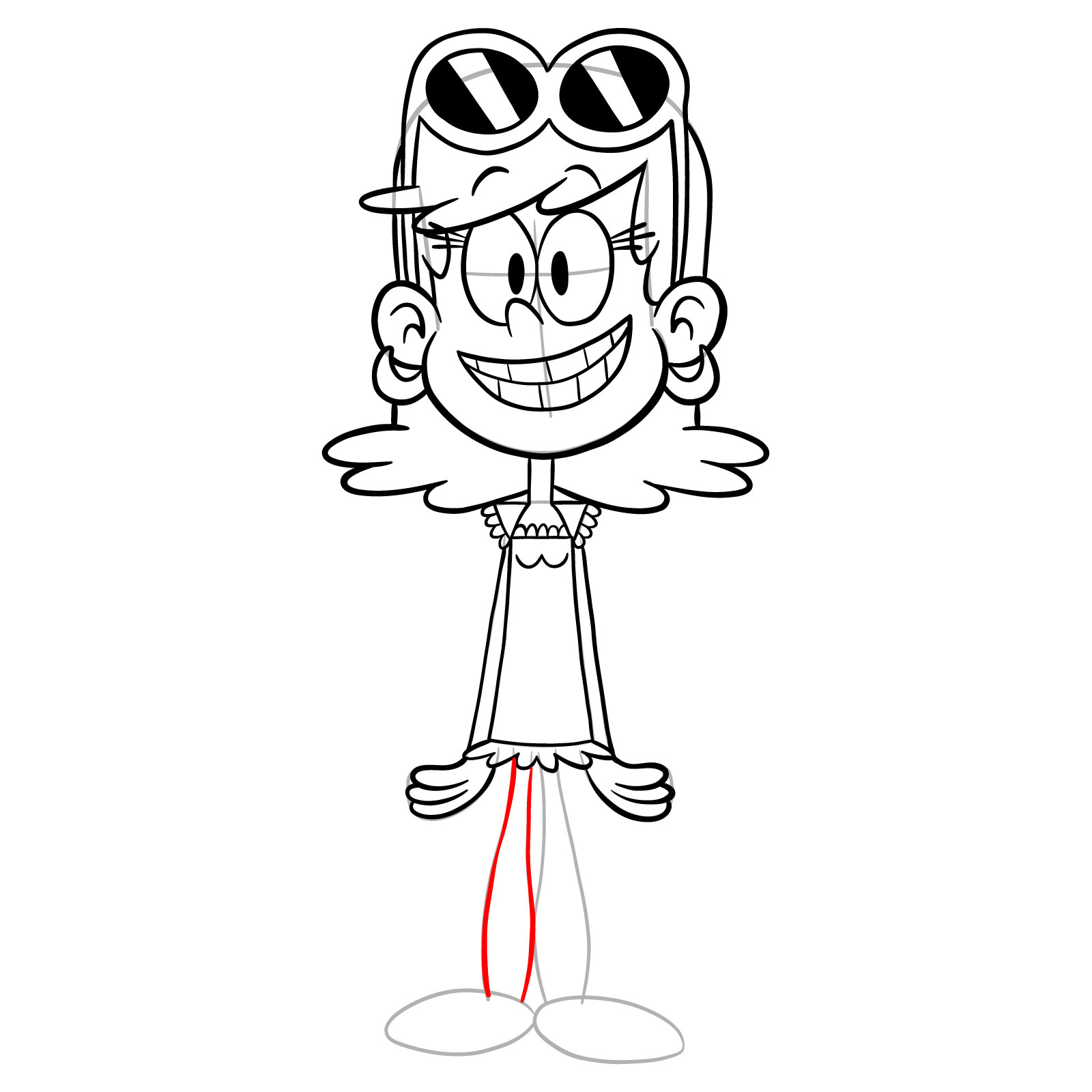 How to draw smiling Leni Loud - step 23