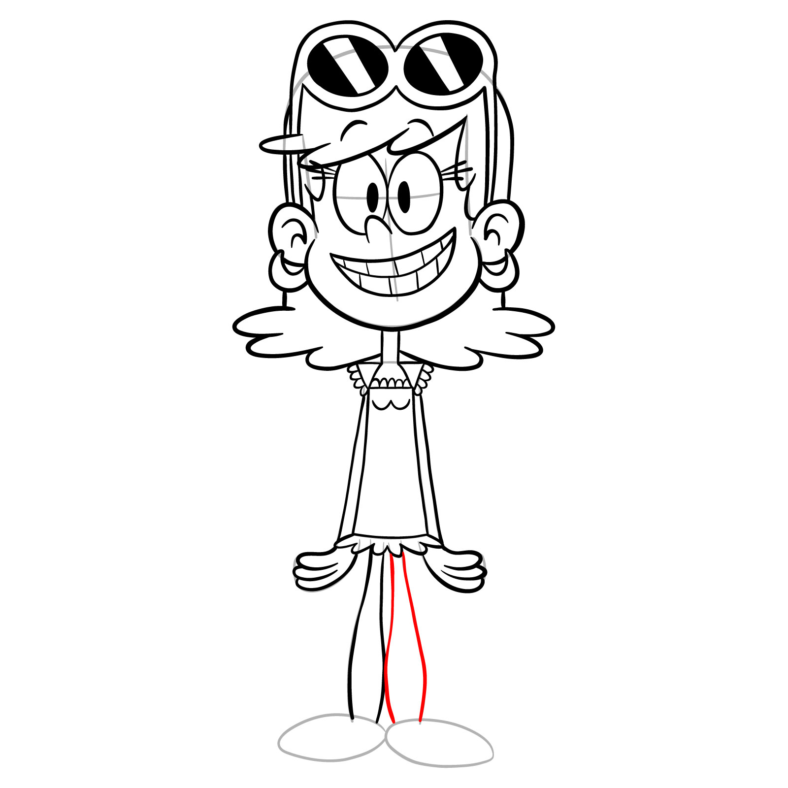 How to draw smiling Leni Loud - step 24