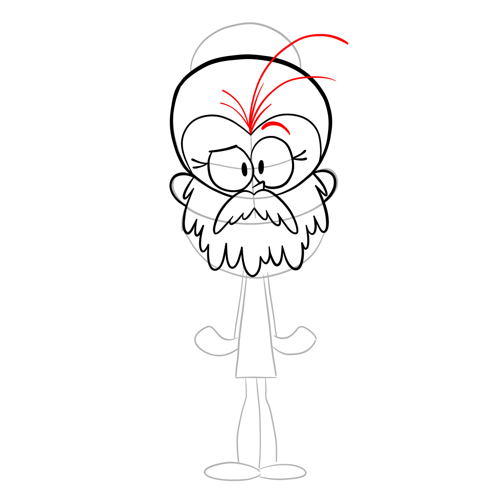 How to draw bearded Luan Loud - step 12