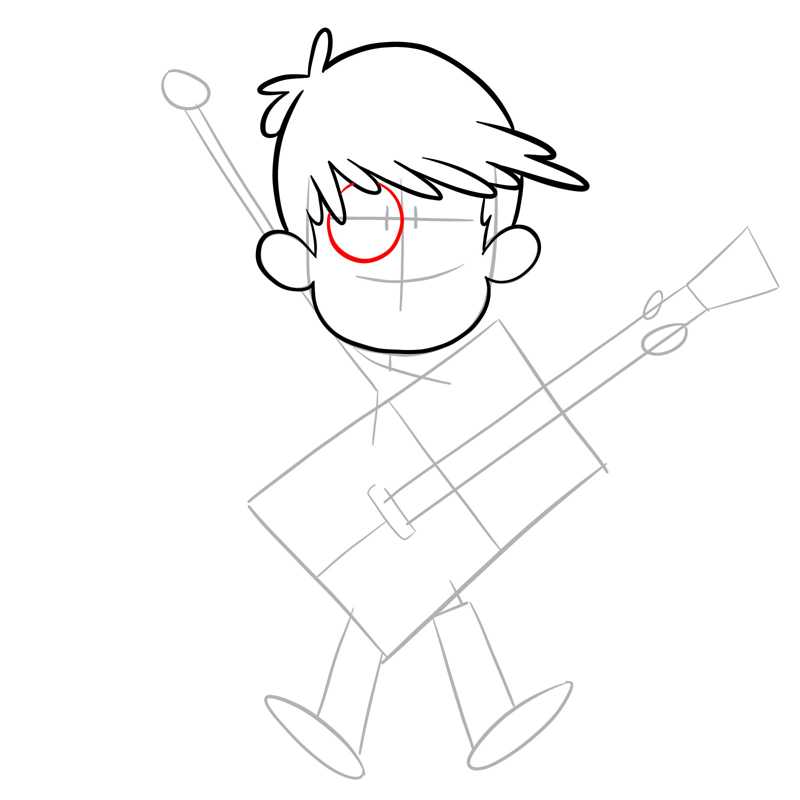 How to draw Luna Loud playing the guitar - step 07