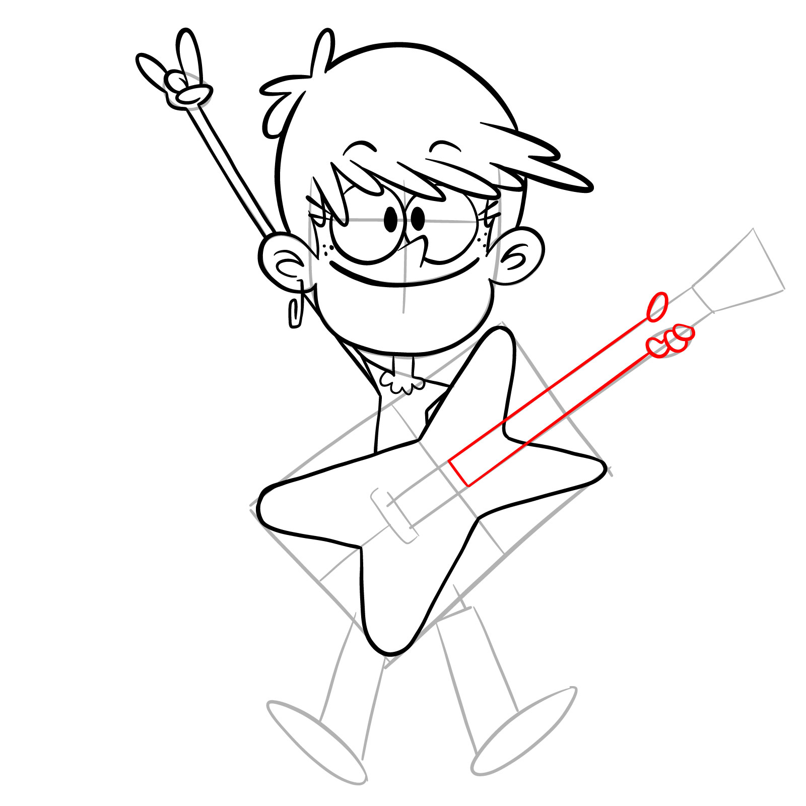 How to draw Luna Loud playing the guitar - step 16