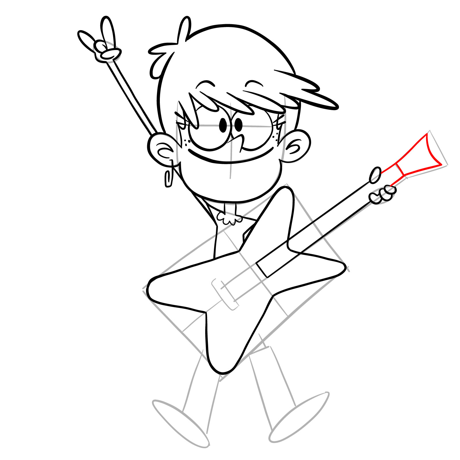 How to draw Luna Loud playing the guitar - step 17
