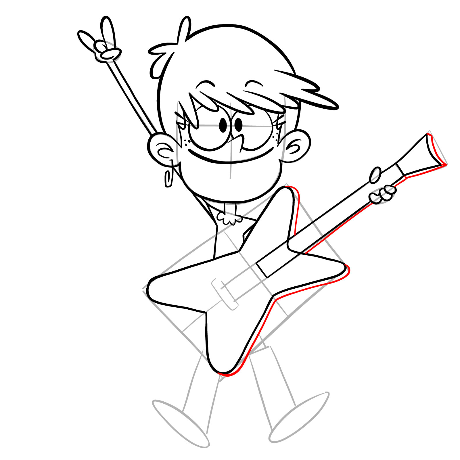How to draw Luna Loud playing the guitar - step 18