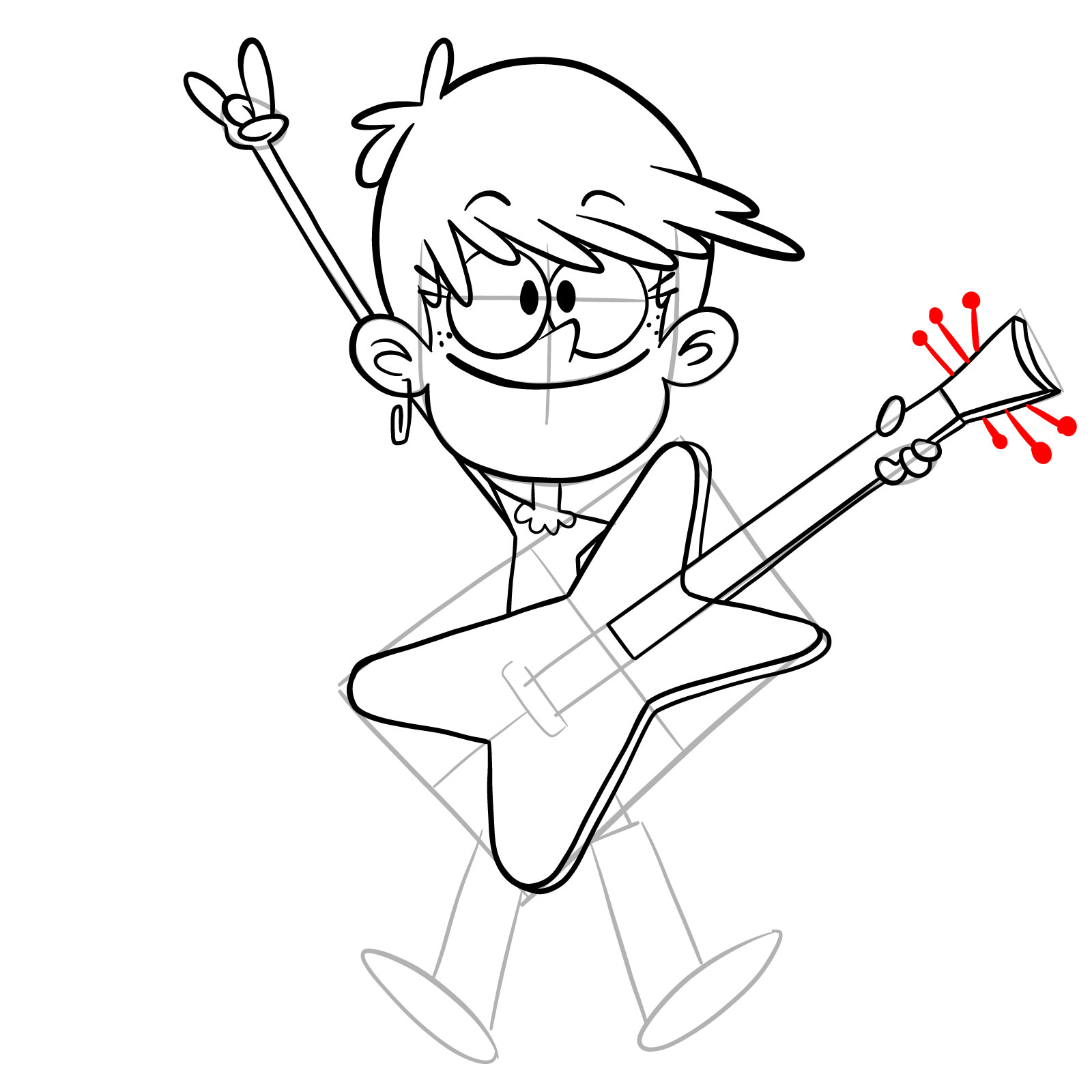 How to draw Luna Loud playing the guitar - step 19
