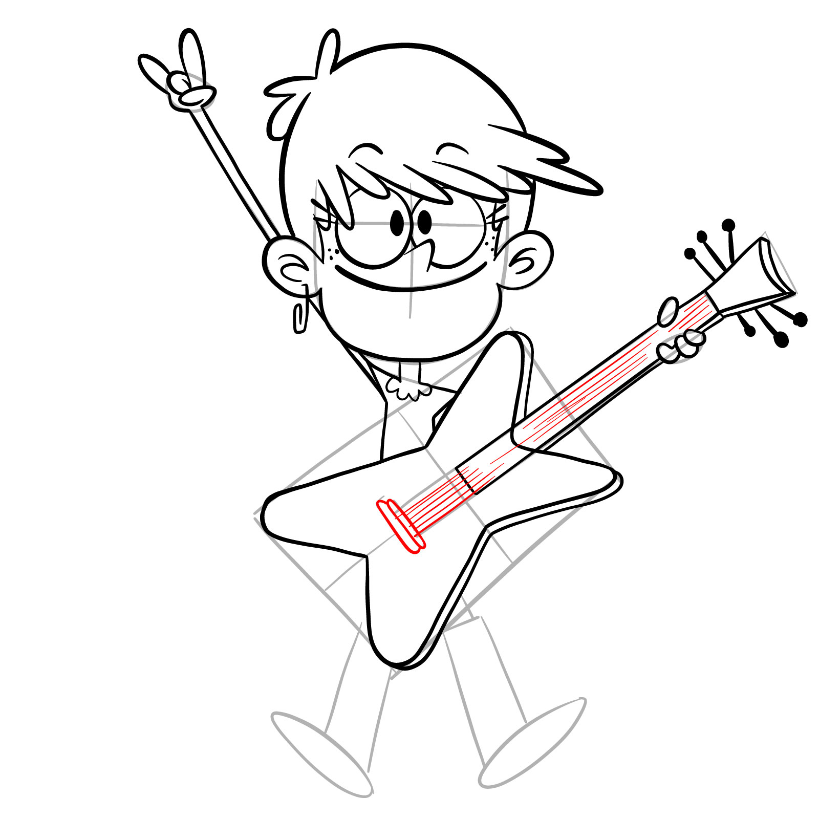 How to draw Luna Loud playing the guitar - step 20