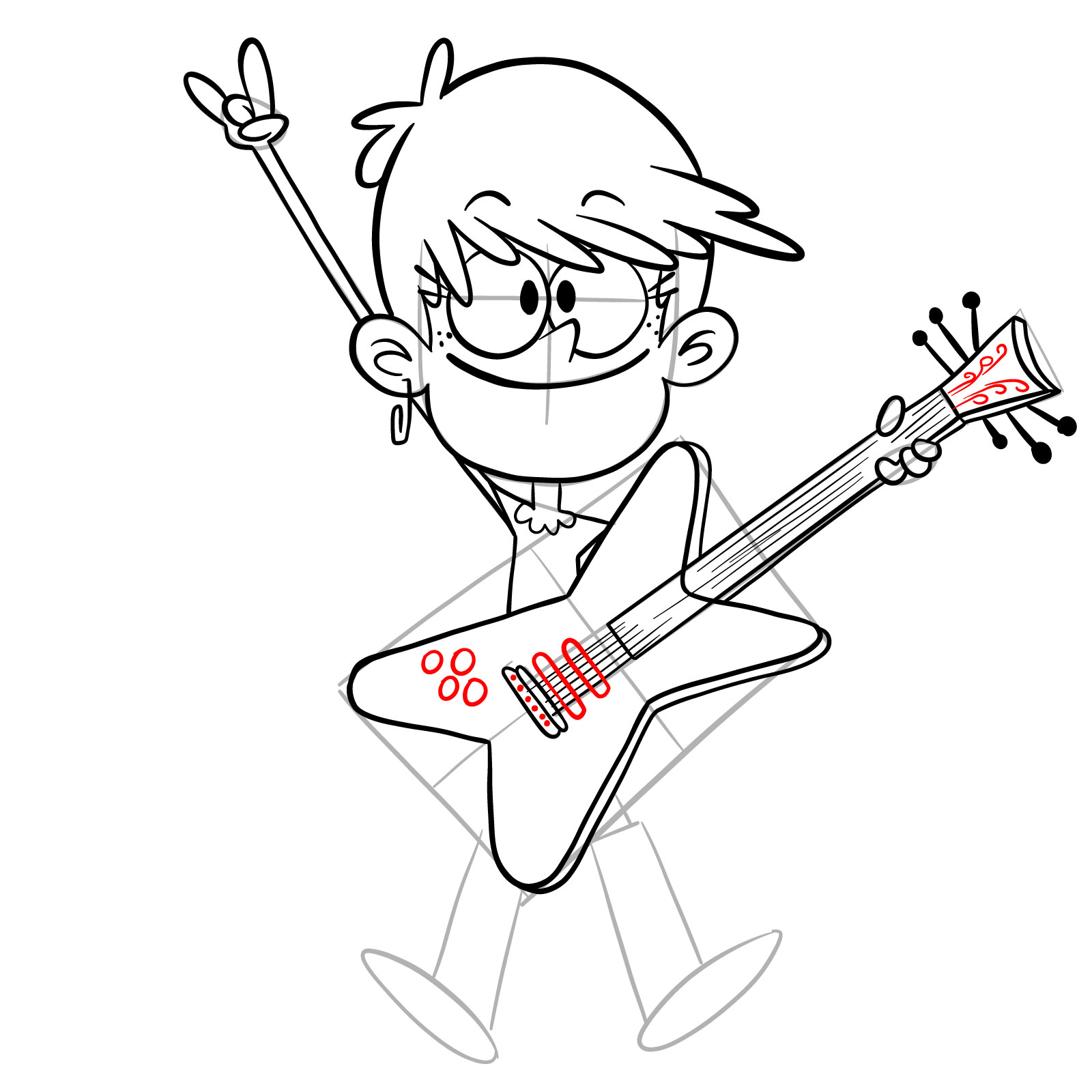 How to draw Luna Loud playing the guitar - step 21