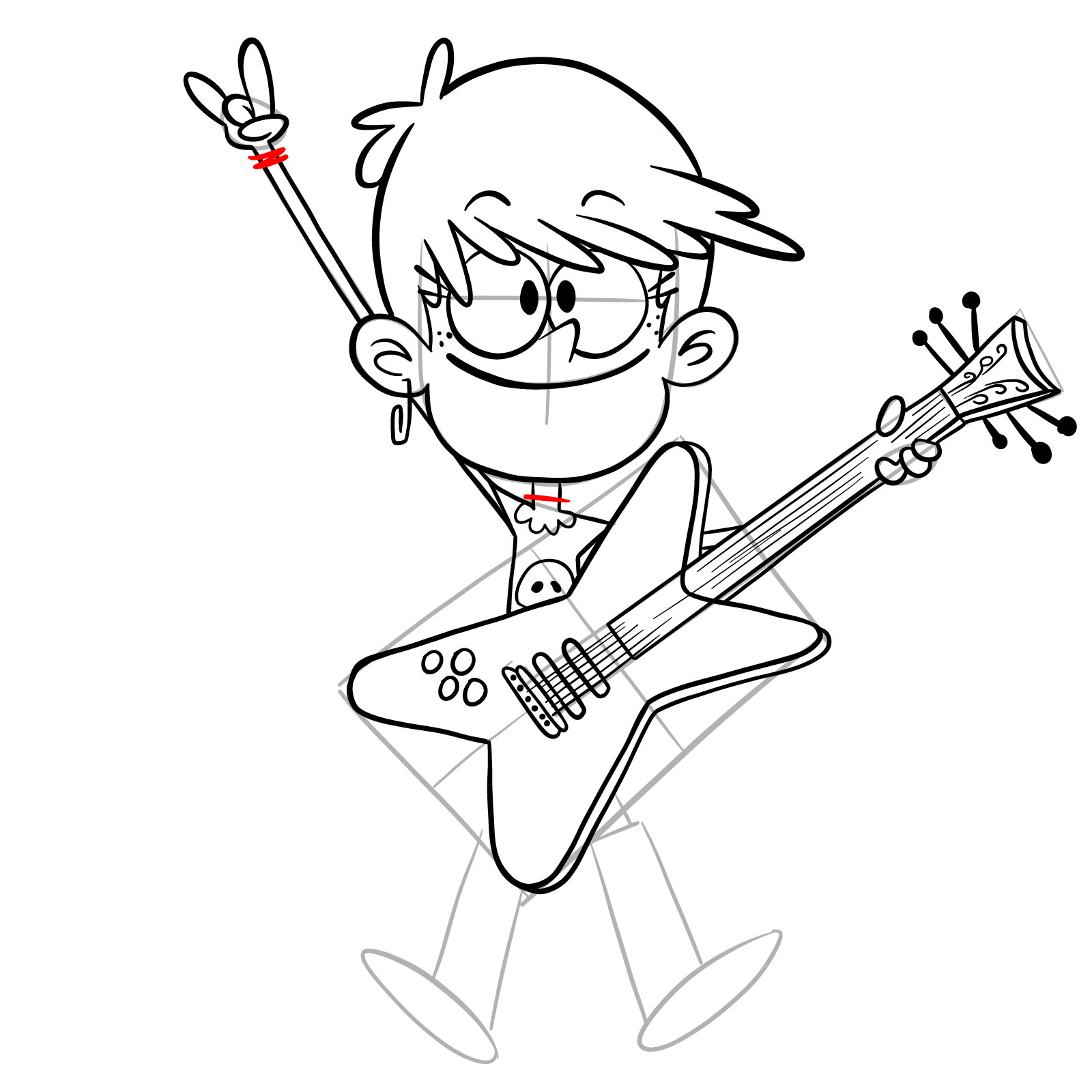 How to draw Luna Loud playing the guitar - step 23