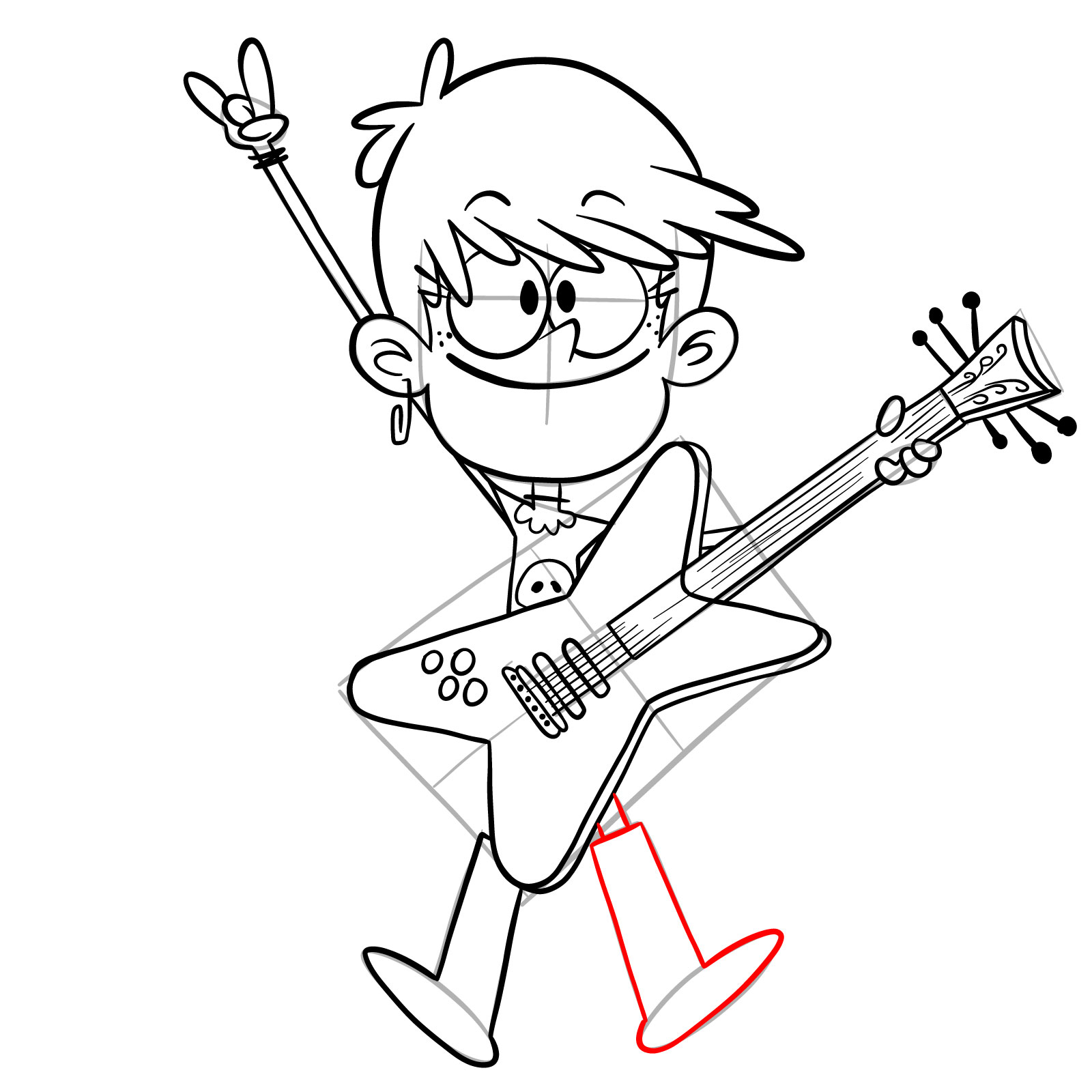 How to draw Luna Loud playing the guitar - step 25