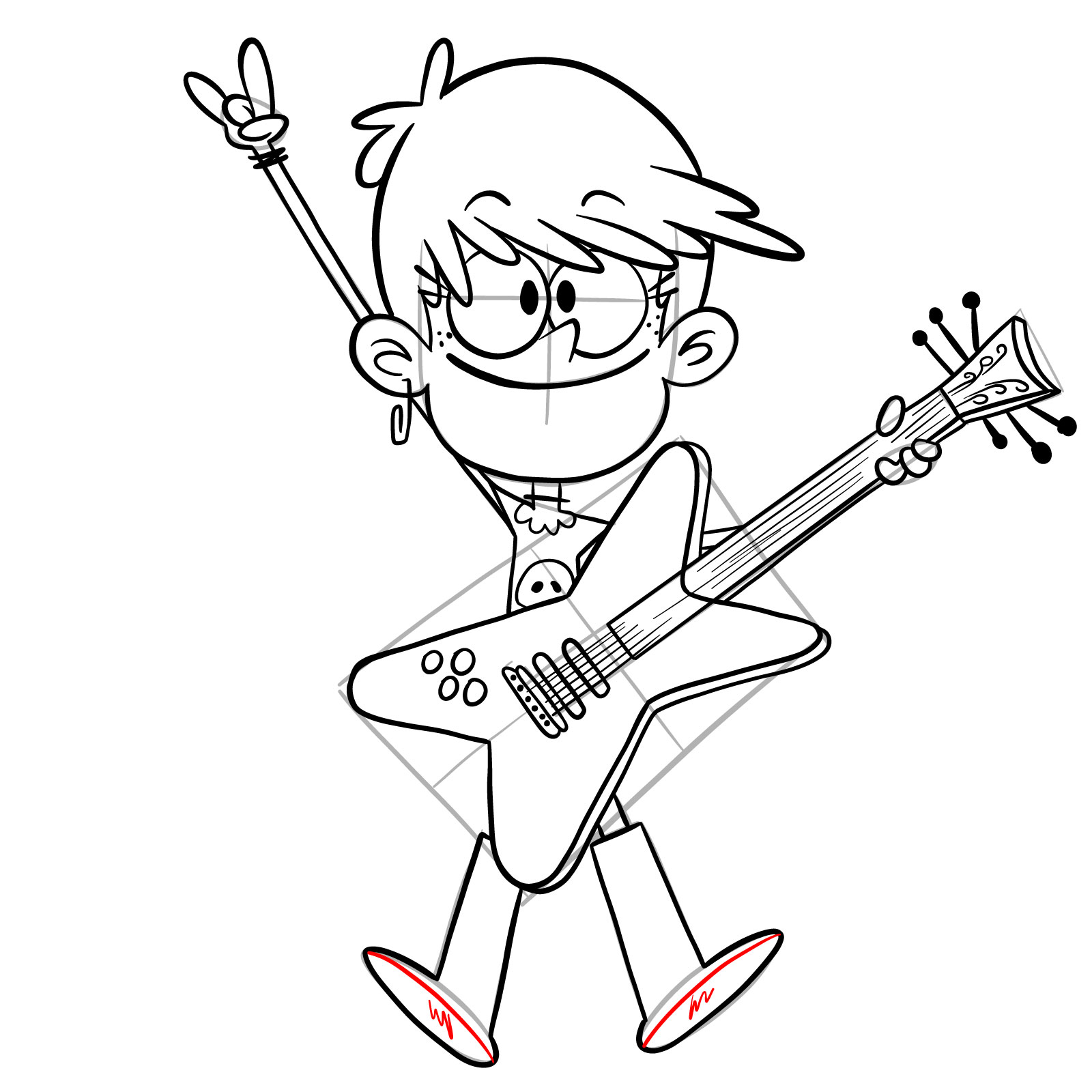 How to draw Luna Loud playing the guitar - step 26