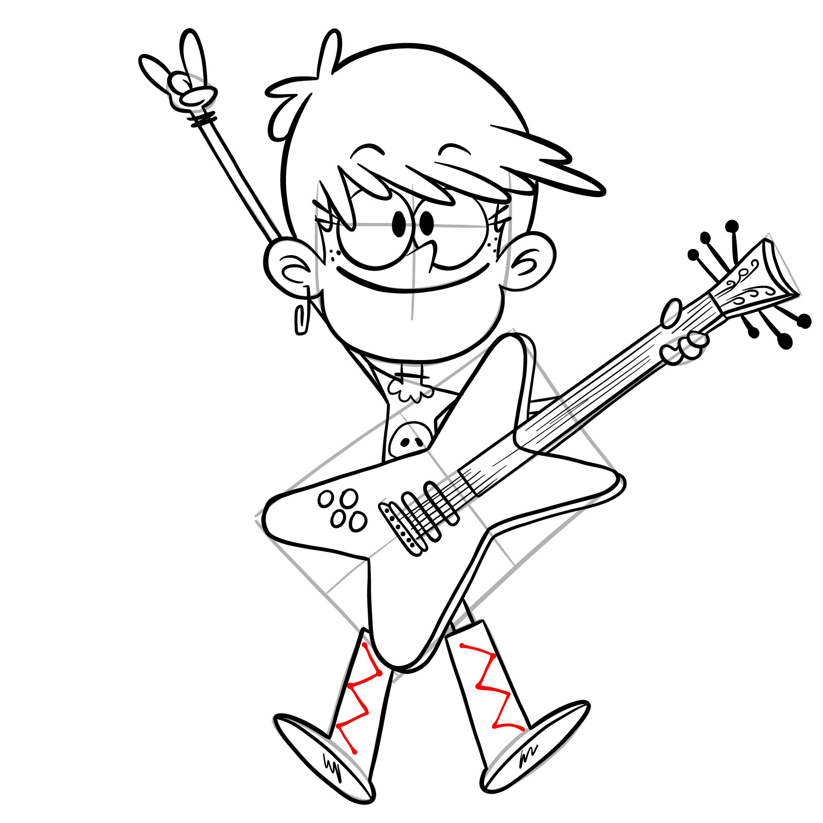 How to draw Luna Loud playing the guitar - step 27