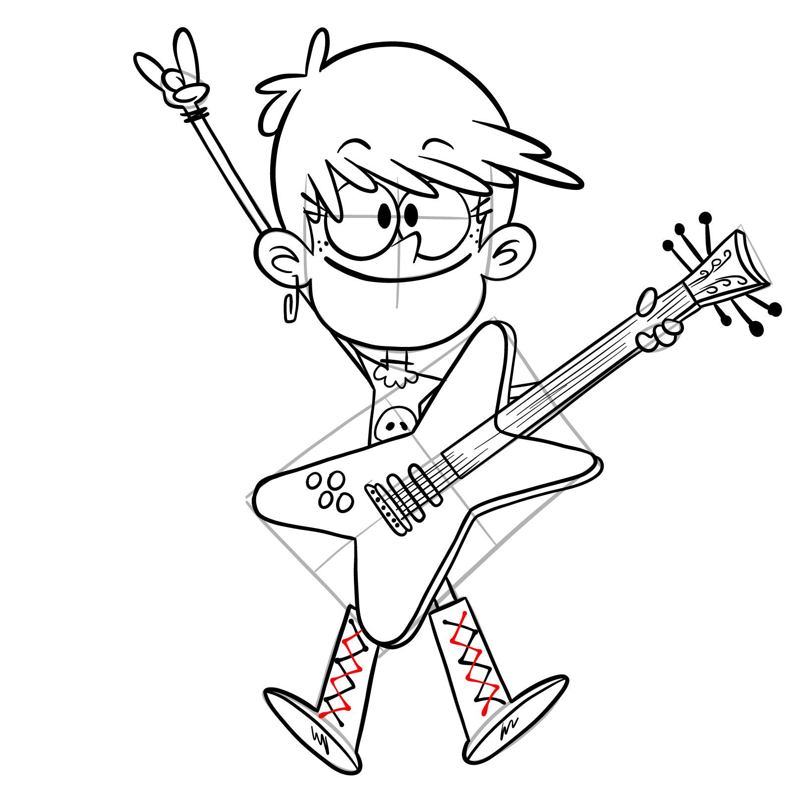 How to draw Luna Loud playing the guitar - step 28