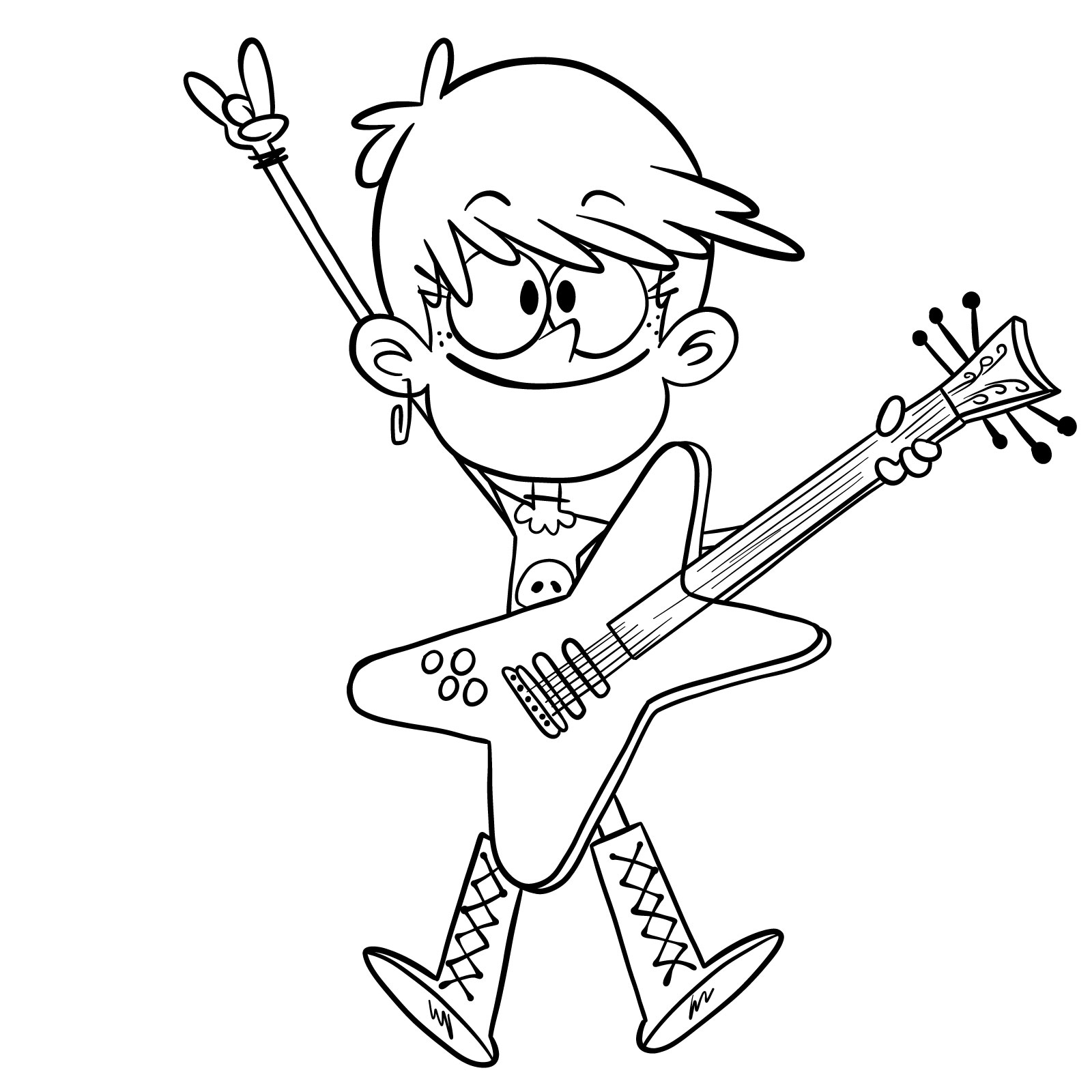 How to draw Luna Loud playing the guitar - final step