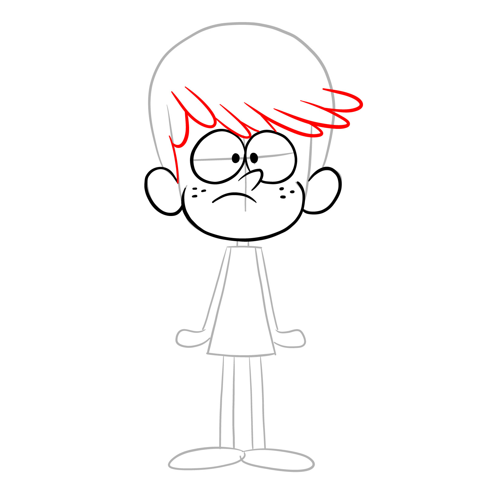 How to draw young Luna Loud - step 09