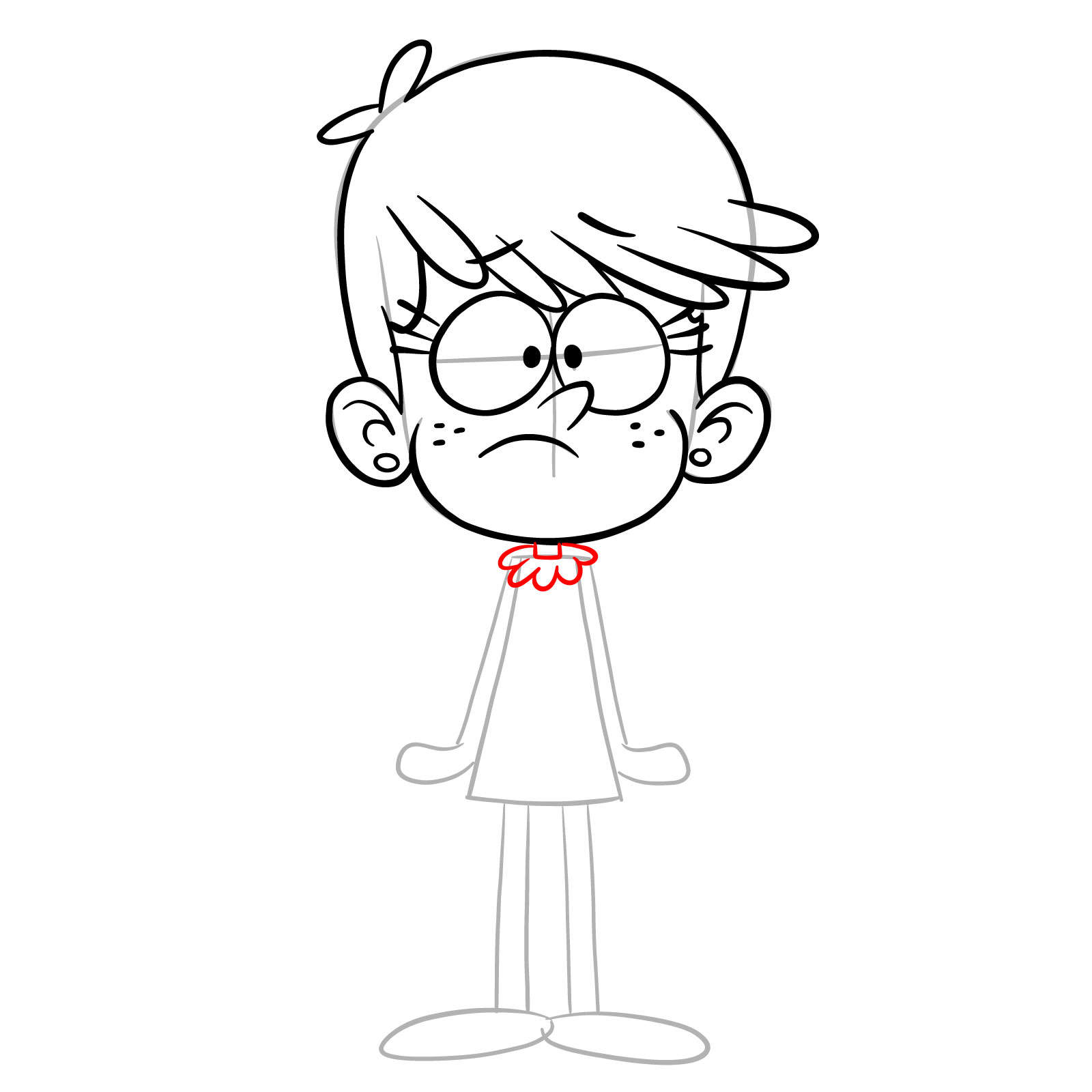 How to draw young Luna Loud - step 12