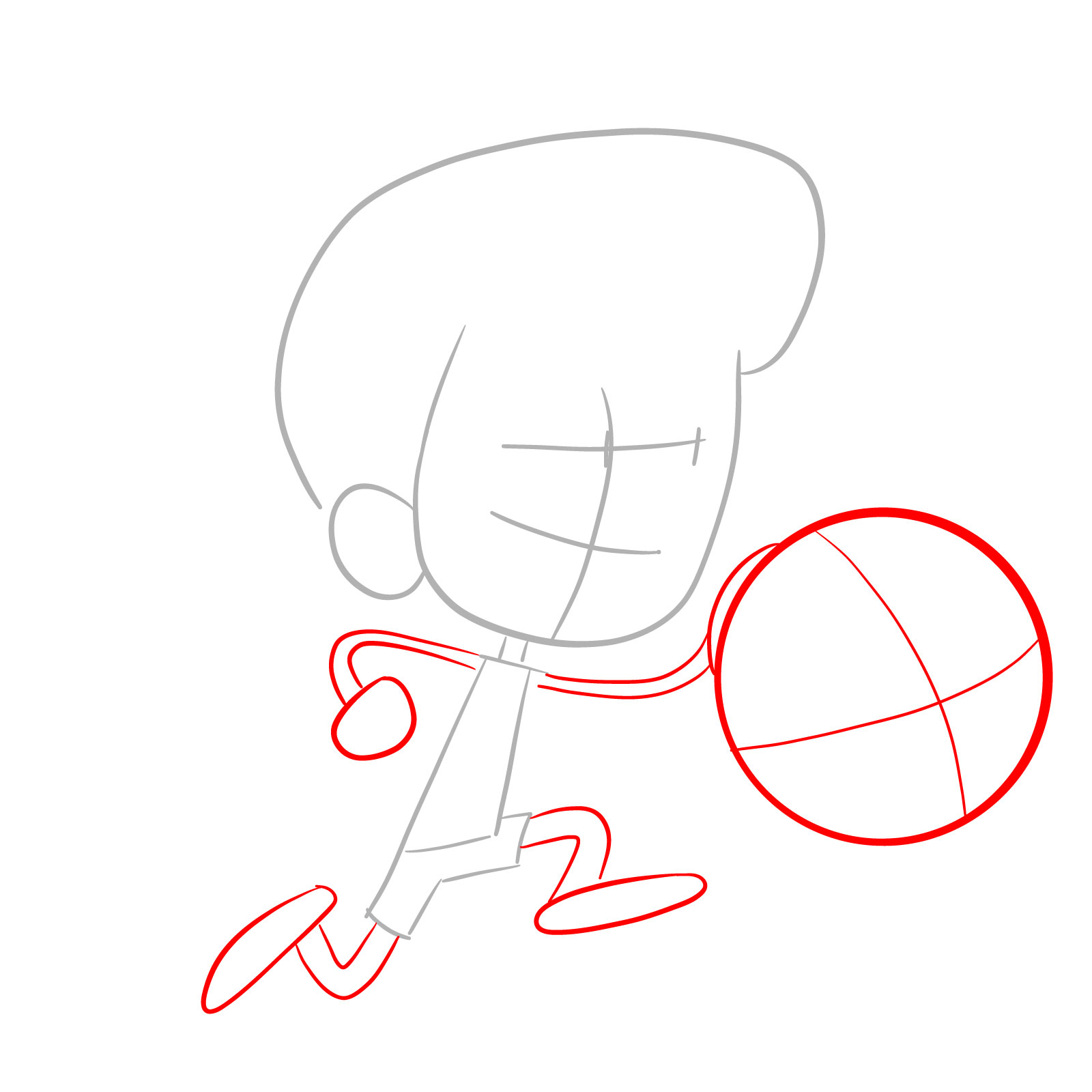 How to draw Lynn Loud playing backetball - step 03
