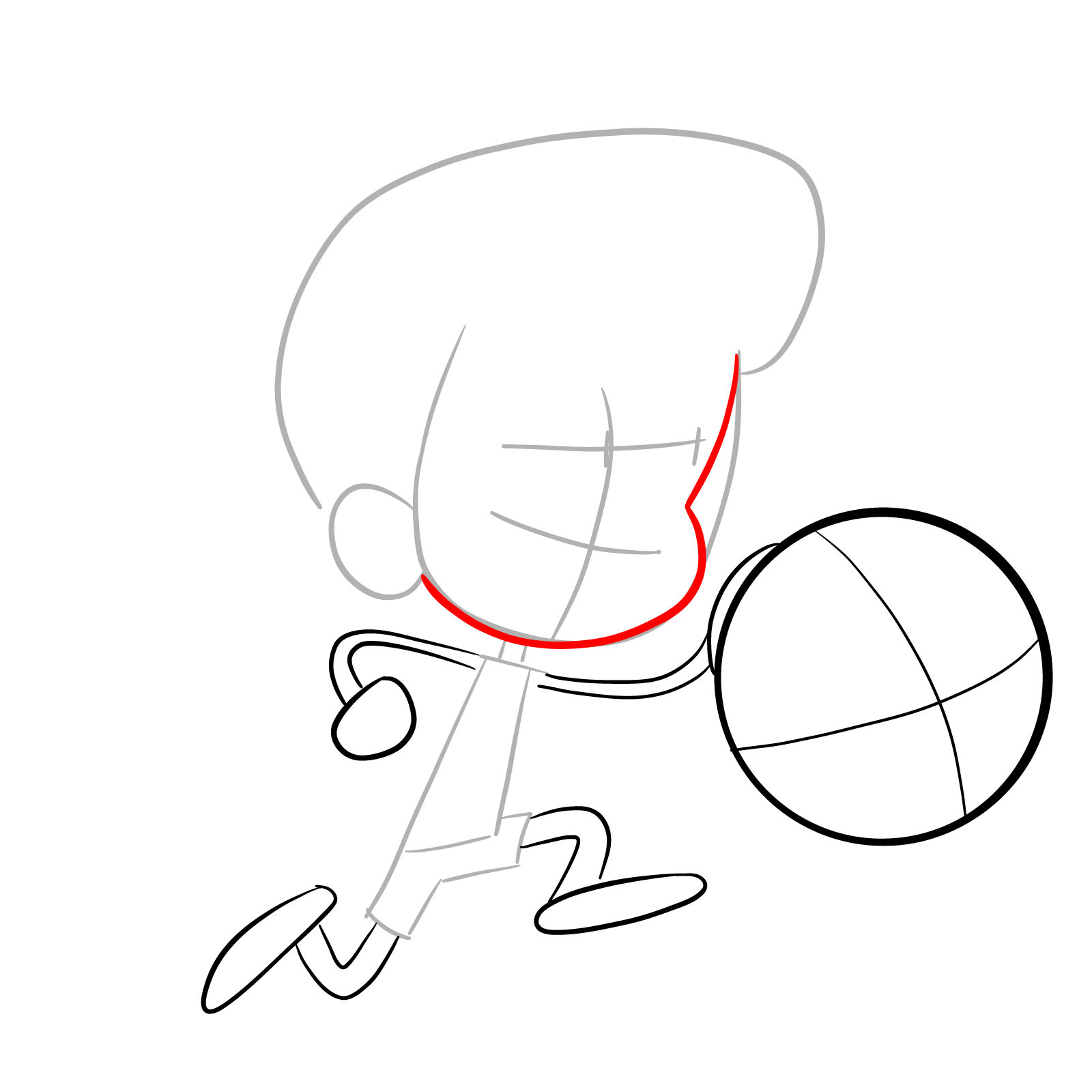How to draw Lynn Loud playing backetball - step 04