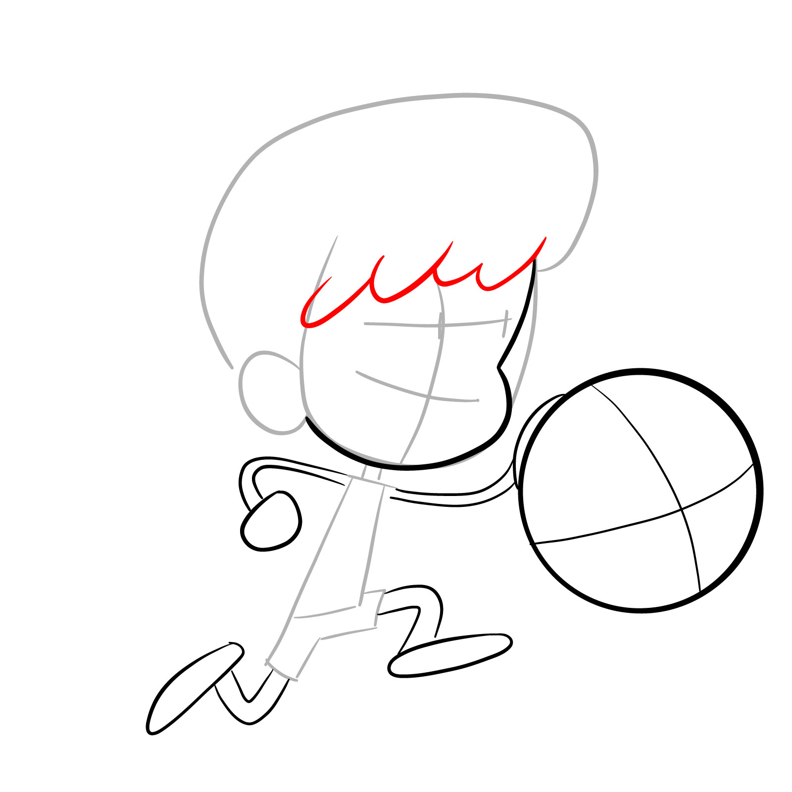 How to draw Lynn Loud playing backetball - step 05