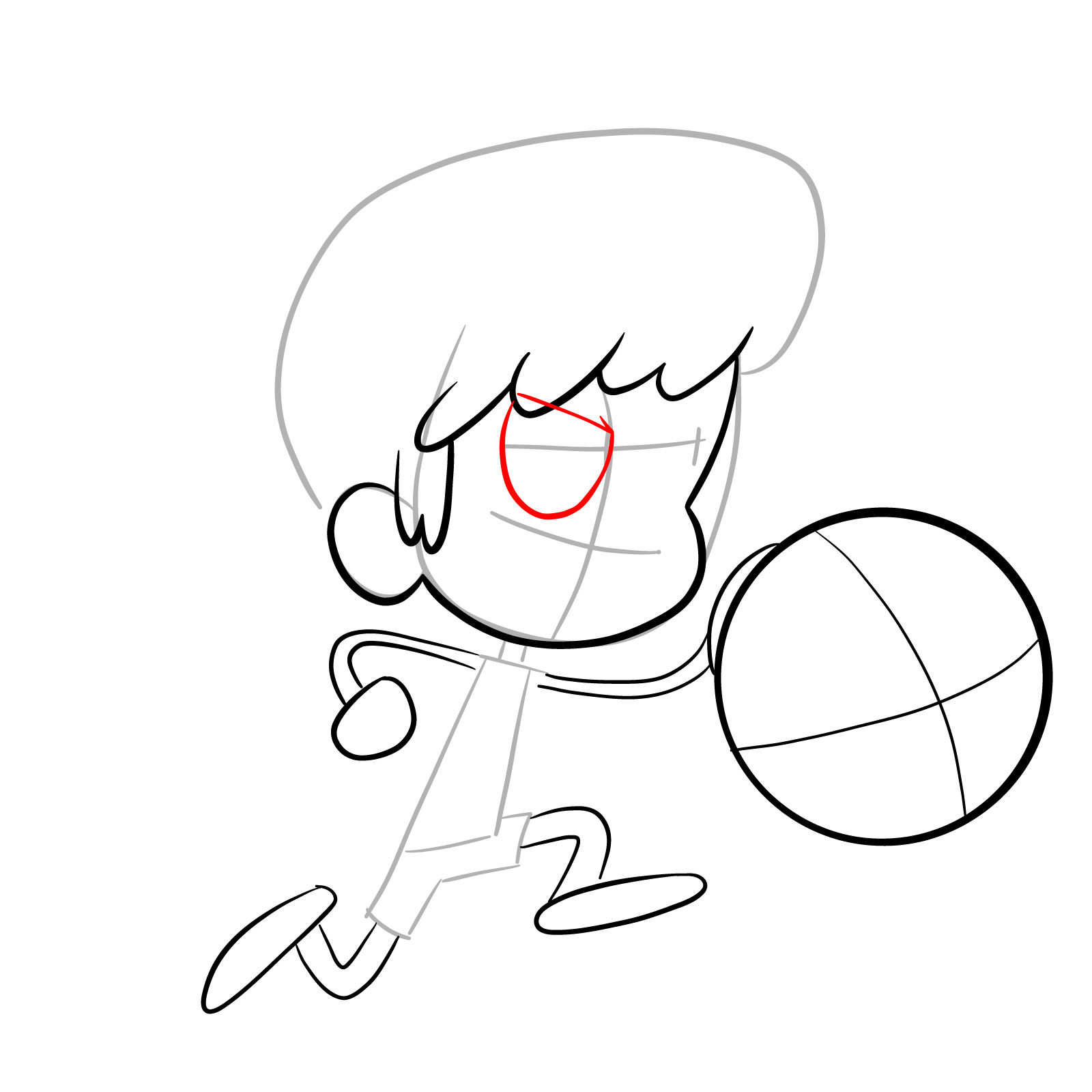 How to draw Lynn Loud playing backetball - step 07