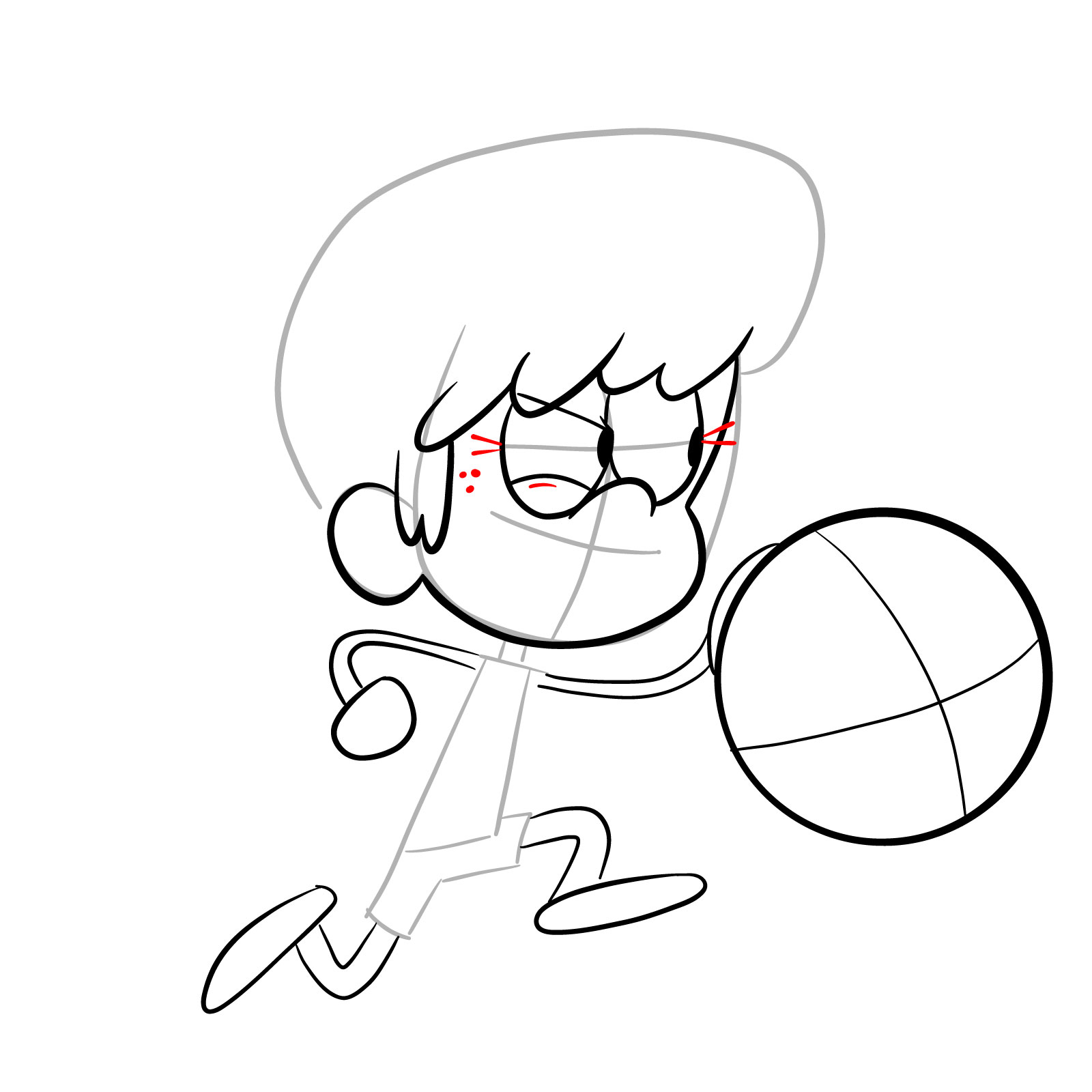 How to draw Lynn Loud playing backetball - step 10