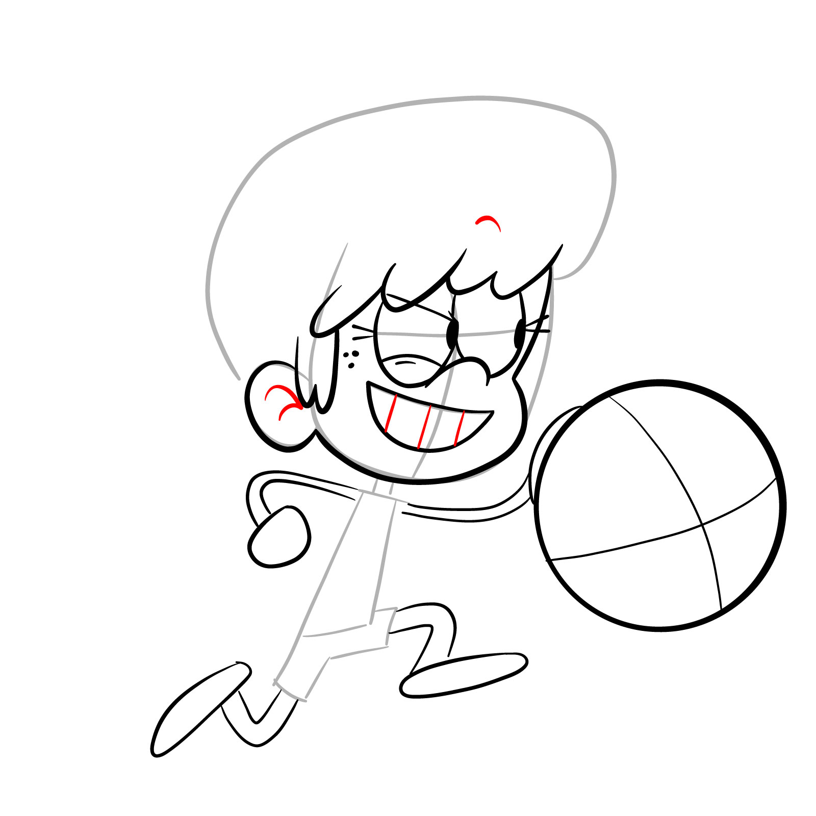How to draw Lynn Loud playing backetball - step 12