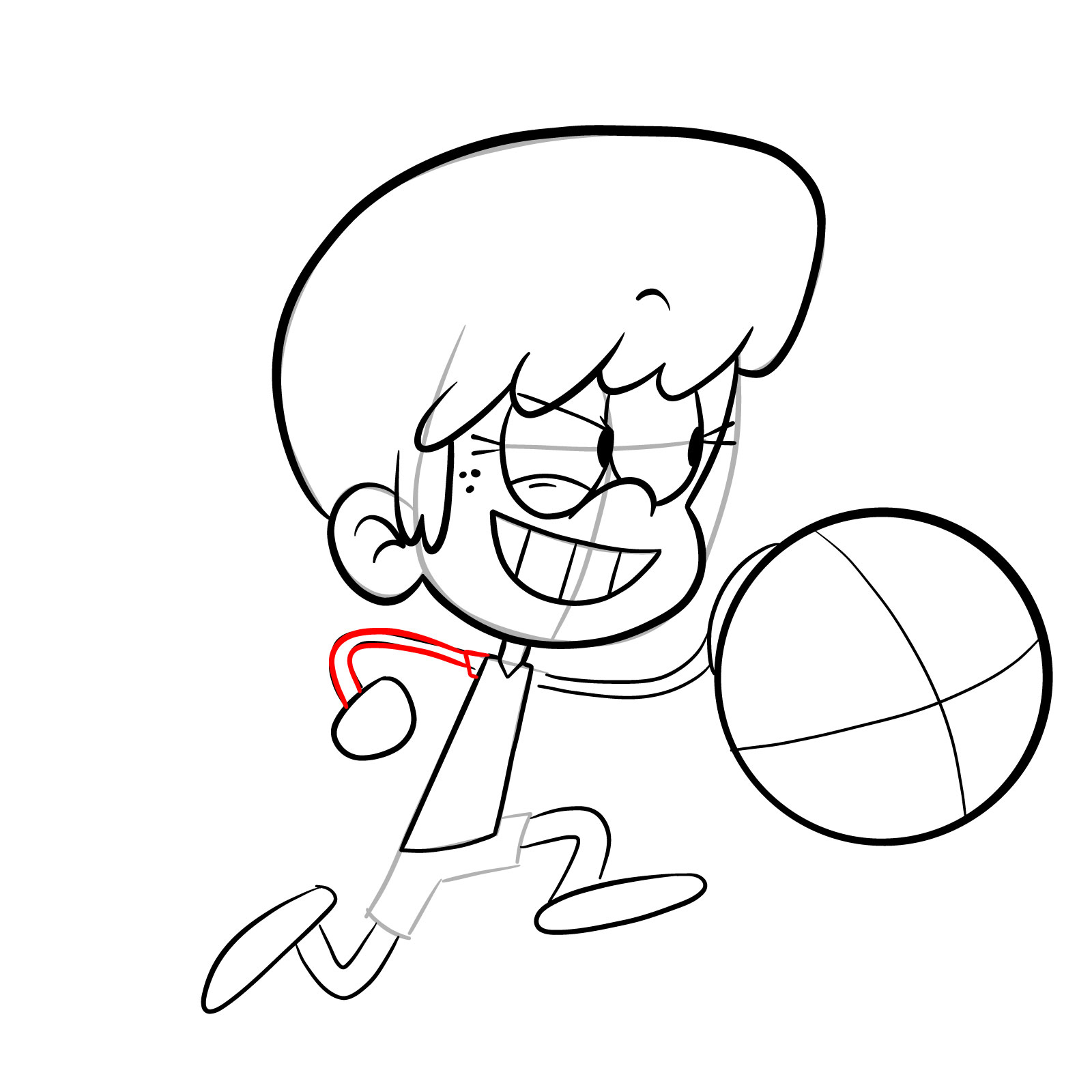 How to draw Lynn Loud playing backetball - step 15