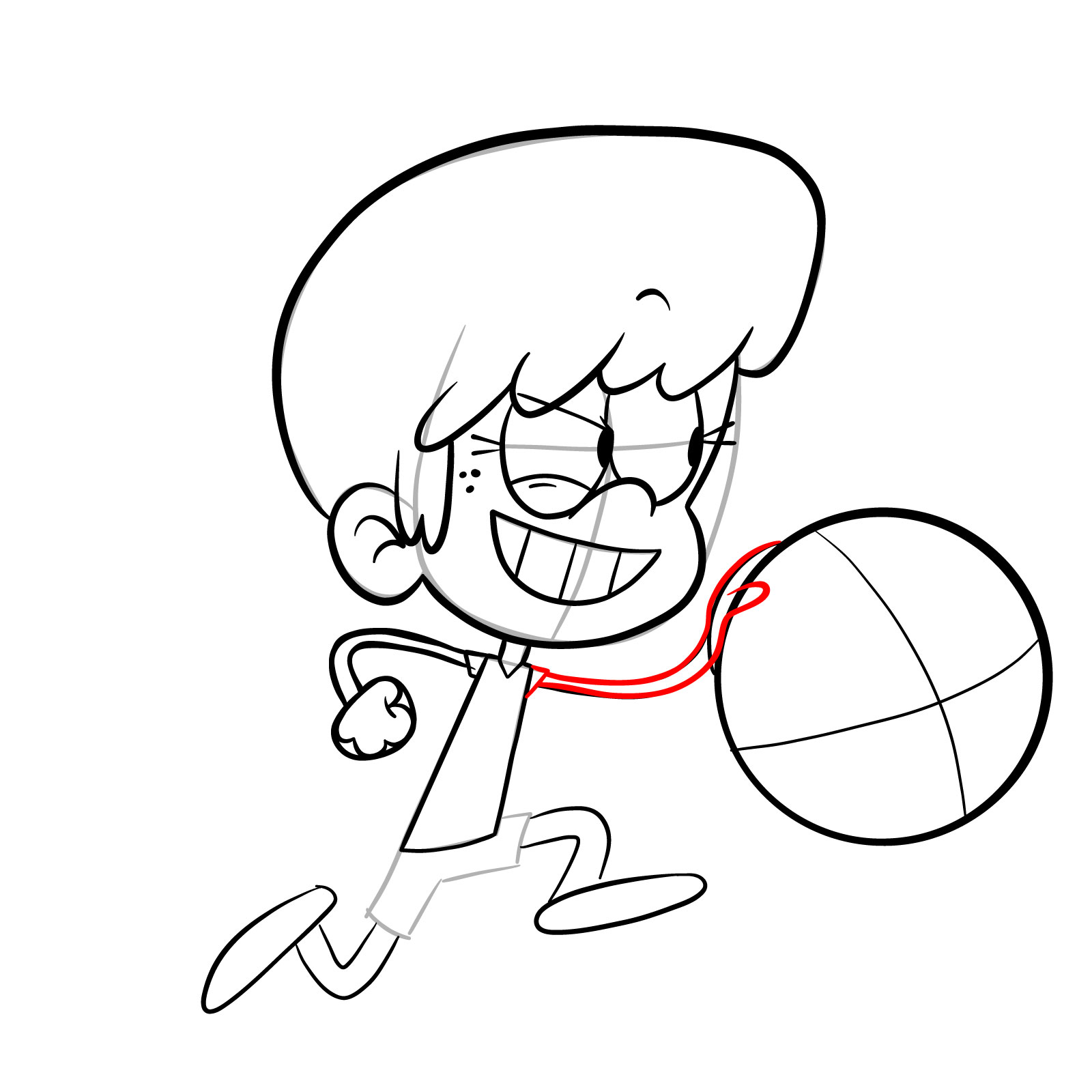 How to draw Lynn Loud playing backetball - step 17