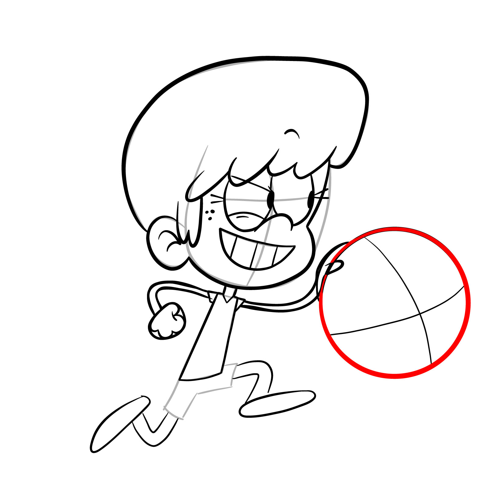 How to draw Lynn Loud playing backetball - step 18