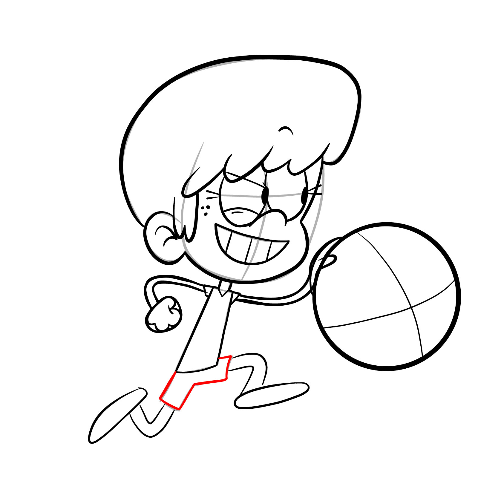 How to draw Lynn Loud playing backetball - step 19