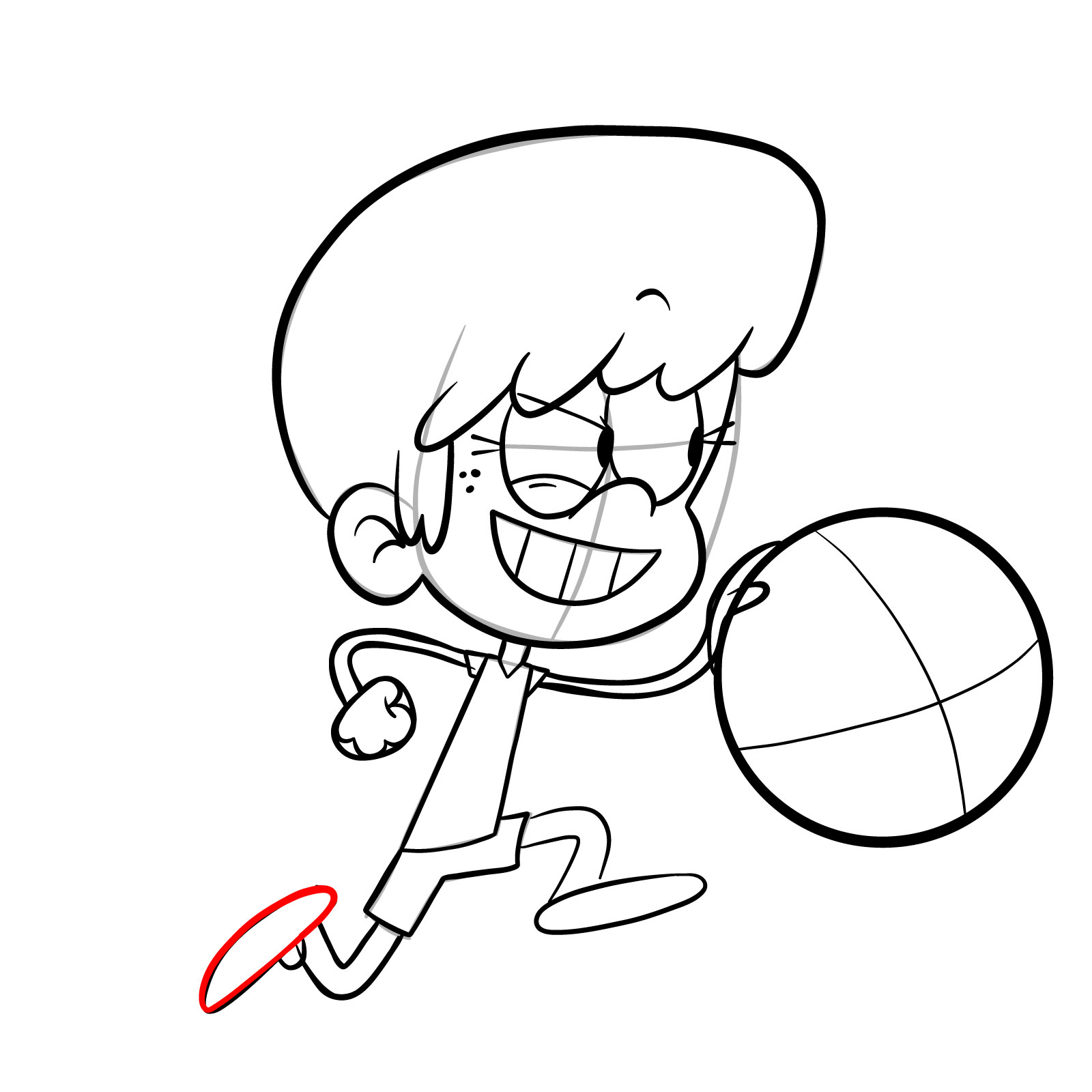 How to draw Lynn Loud playing backetball - step 21