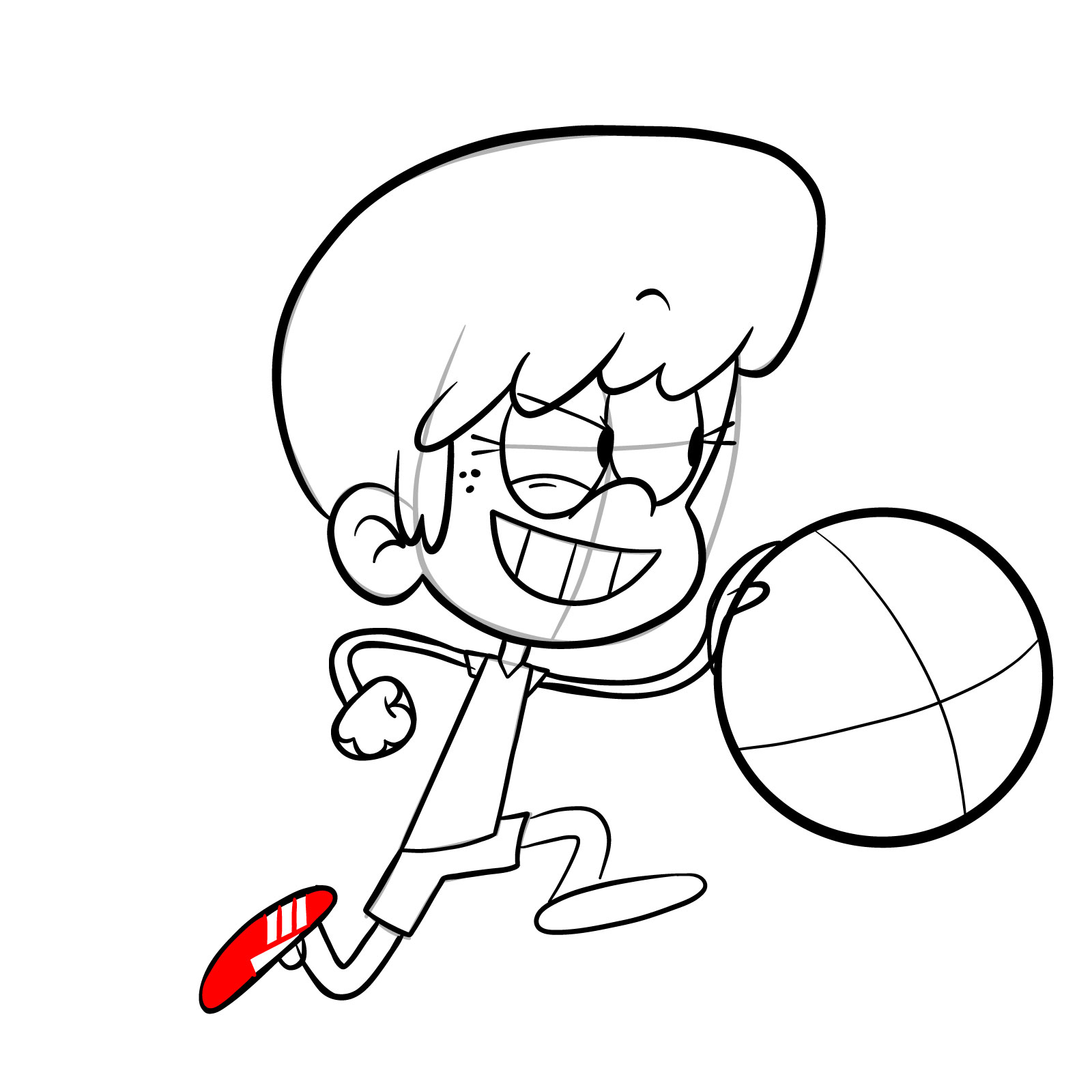How to draw Lynn Loud playing backetball - step 22