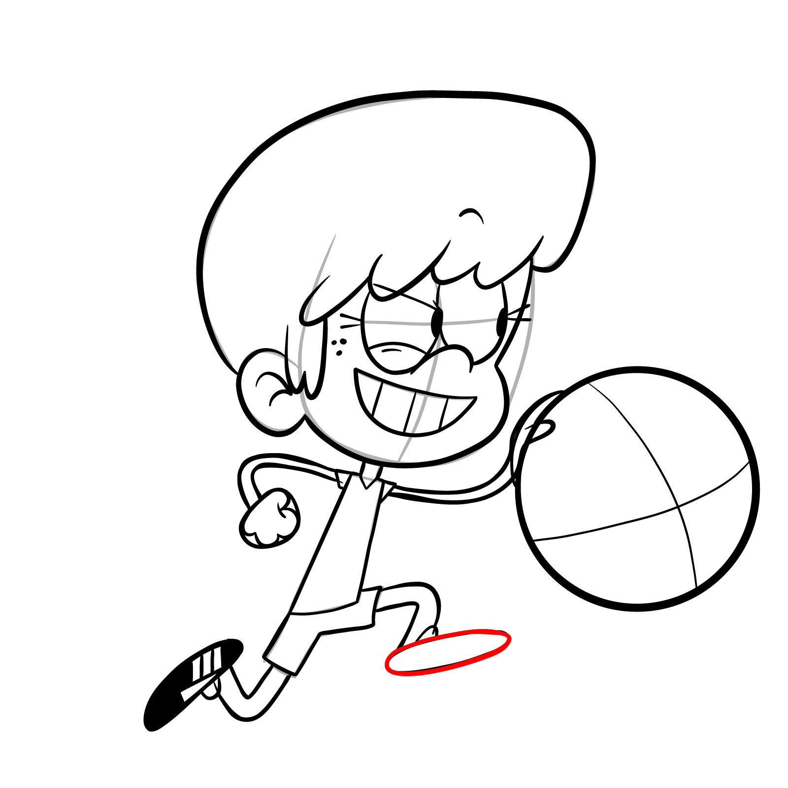 How to draw Lynn Loud playing backetball - step 24