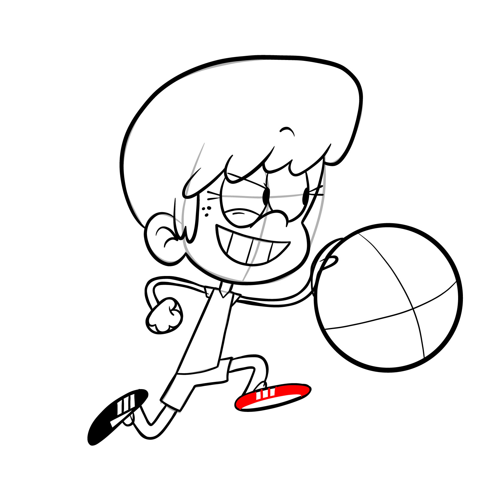 How to draw Lynn Loud playing backetball - step 25