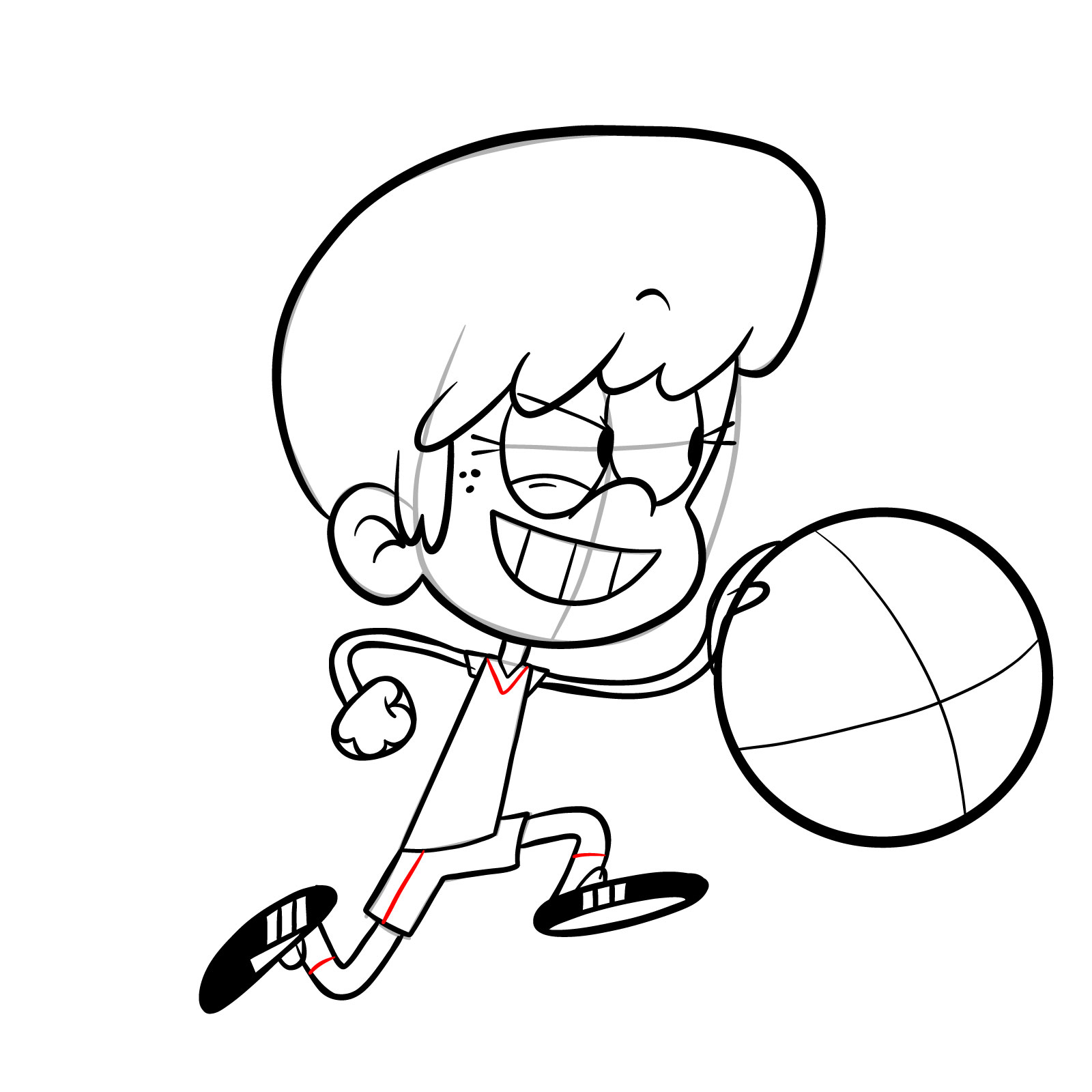 How to draw Lynn Loud playing backetball - step 26