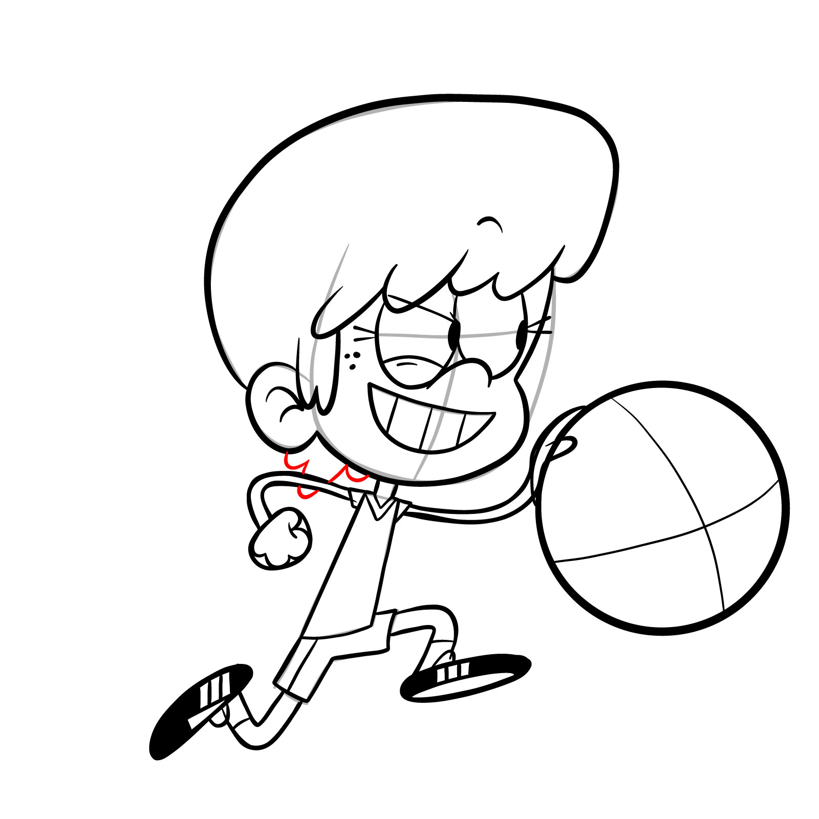 How to draw Lynn Loud playing backetball - step 27