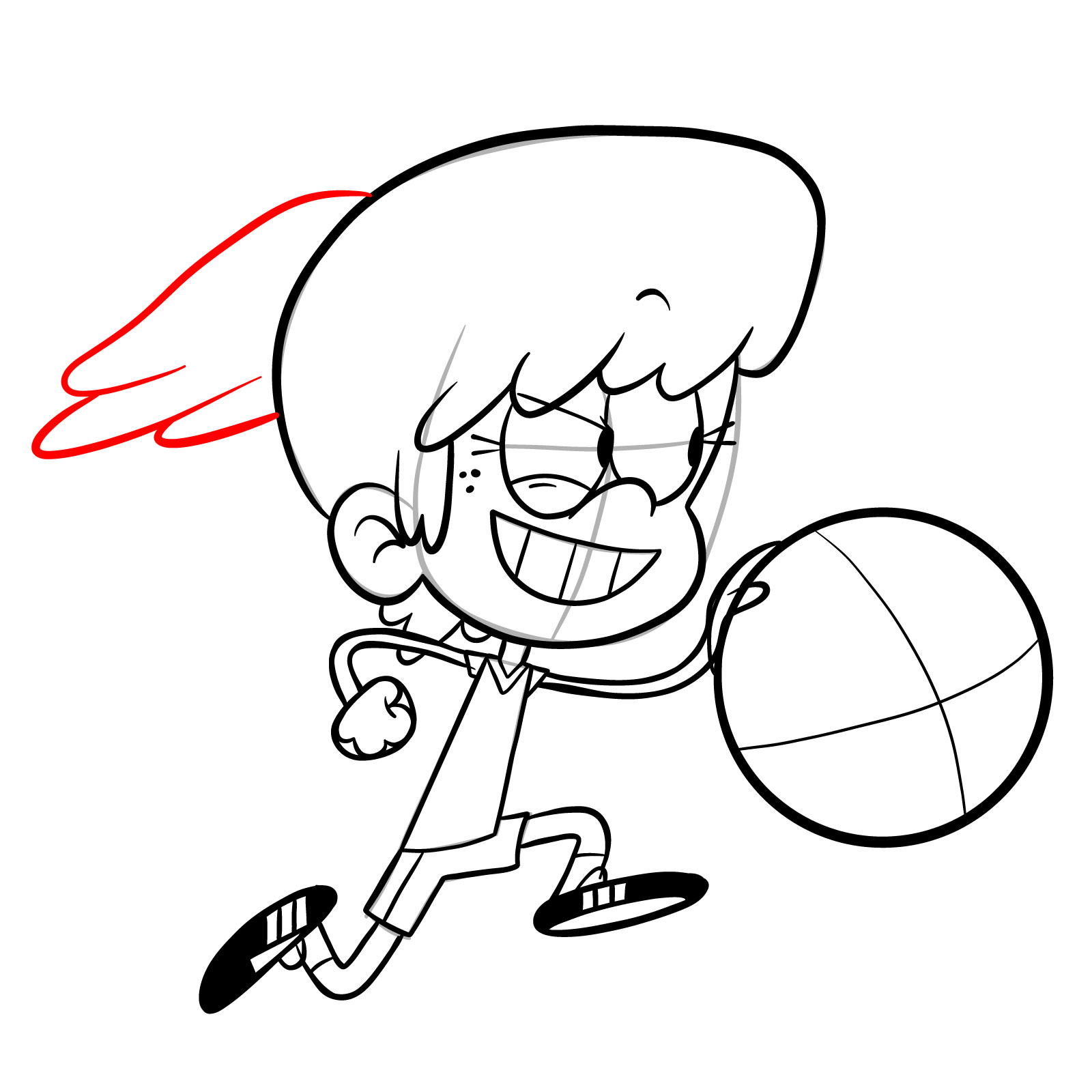 How to draw Lynn Loud playing backetball - step 28